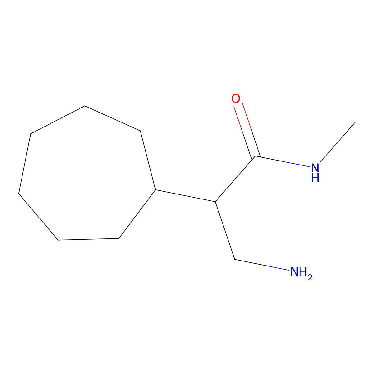 3-amino-2-cycloheptyl-N-methylpropanamide molecular structure, CAS 2137930-19-7