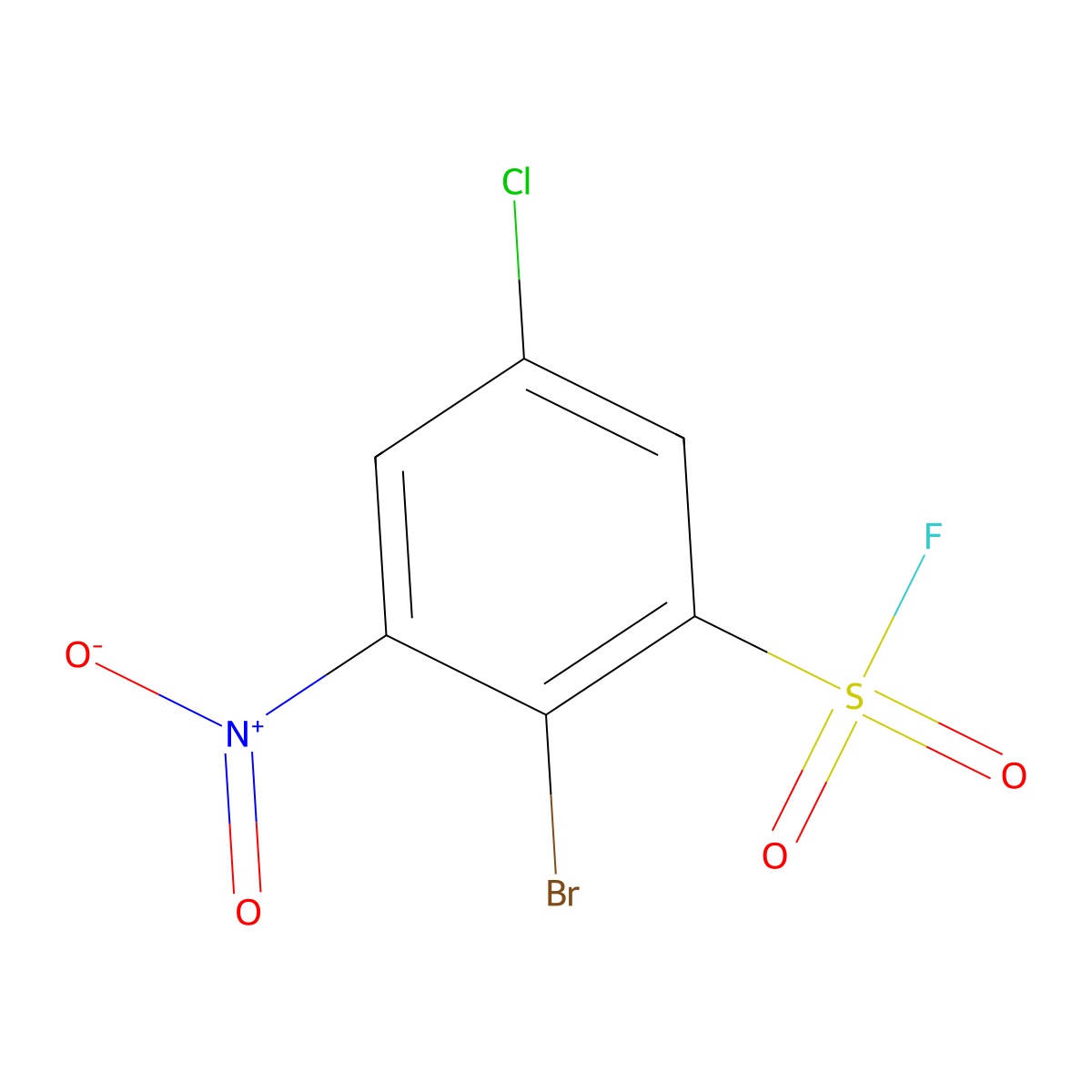 2-Bromo-5-chloro-3-nitrobenzene-1-sulfonyl fluoride molecular structure, CAS 2137930-20-0