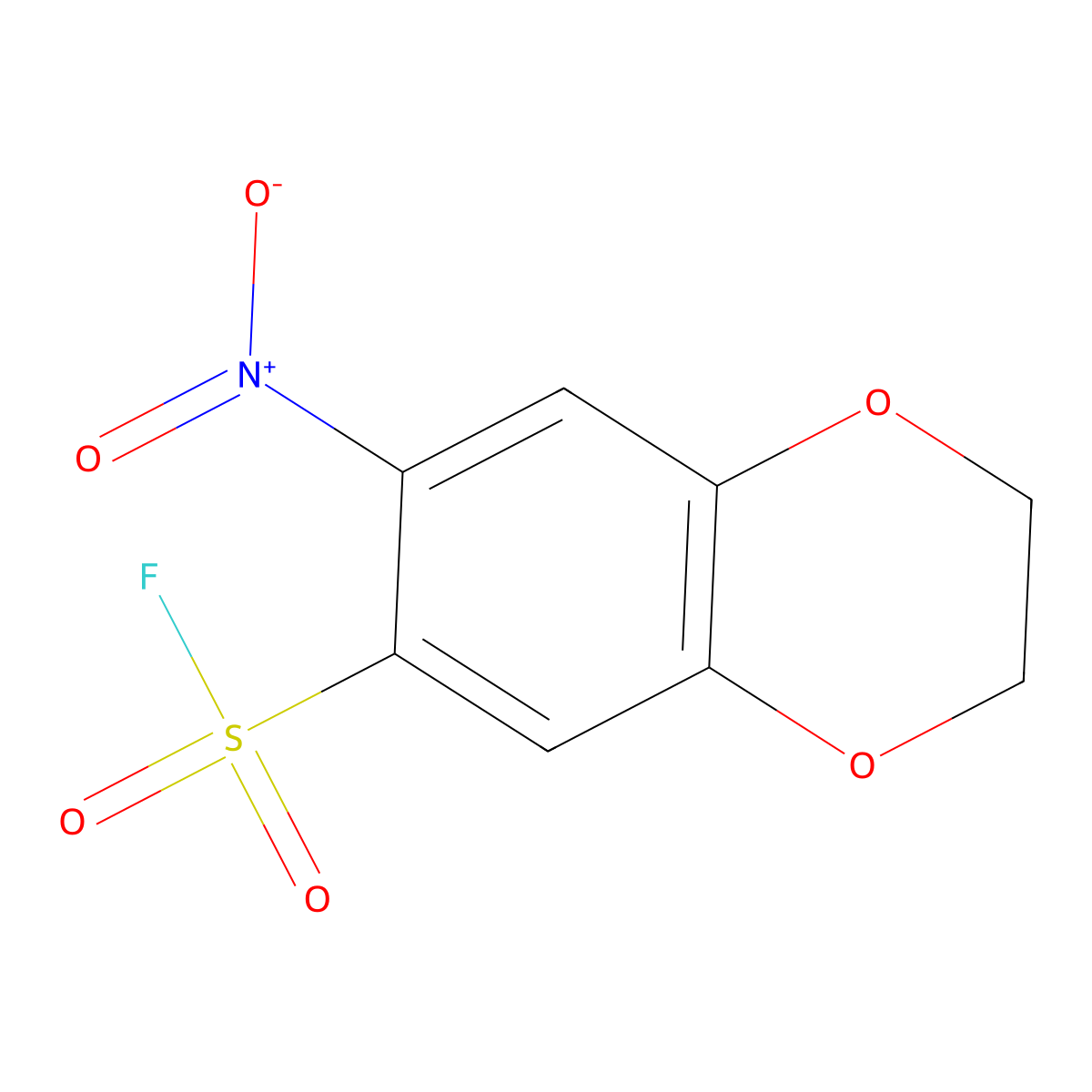 7-Nitro-2,3-dihydro-1,4-benzodioxine-6-sulfonyl fluoride molecular structure, CAS 2137930-23-3
