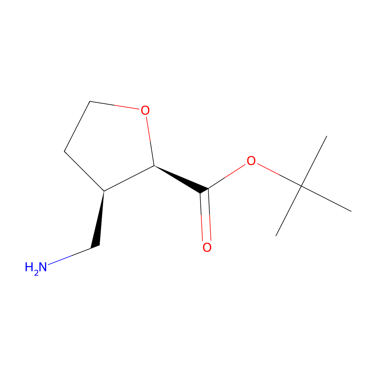 rac-tert-butyl (2R,3R)-3-(aminomethyl)oxolane-2-carboxylate molecular structure, CAS 2137930-96-0