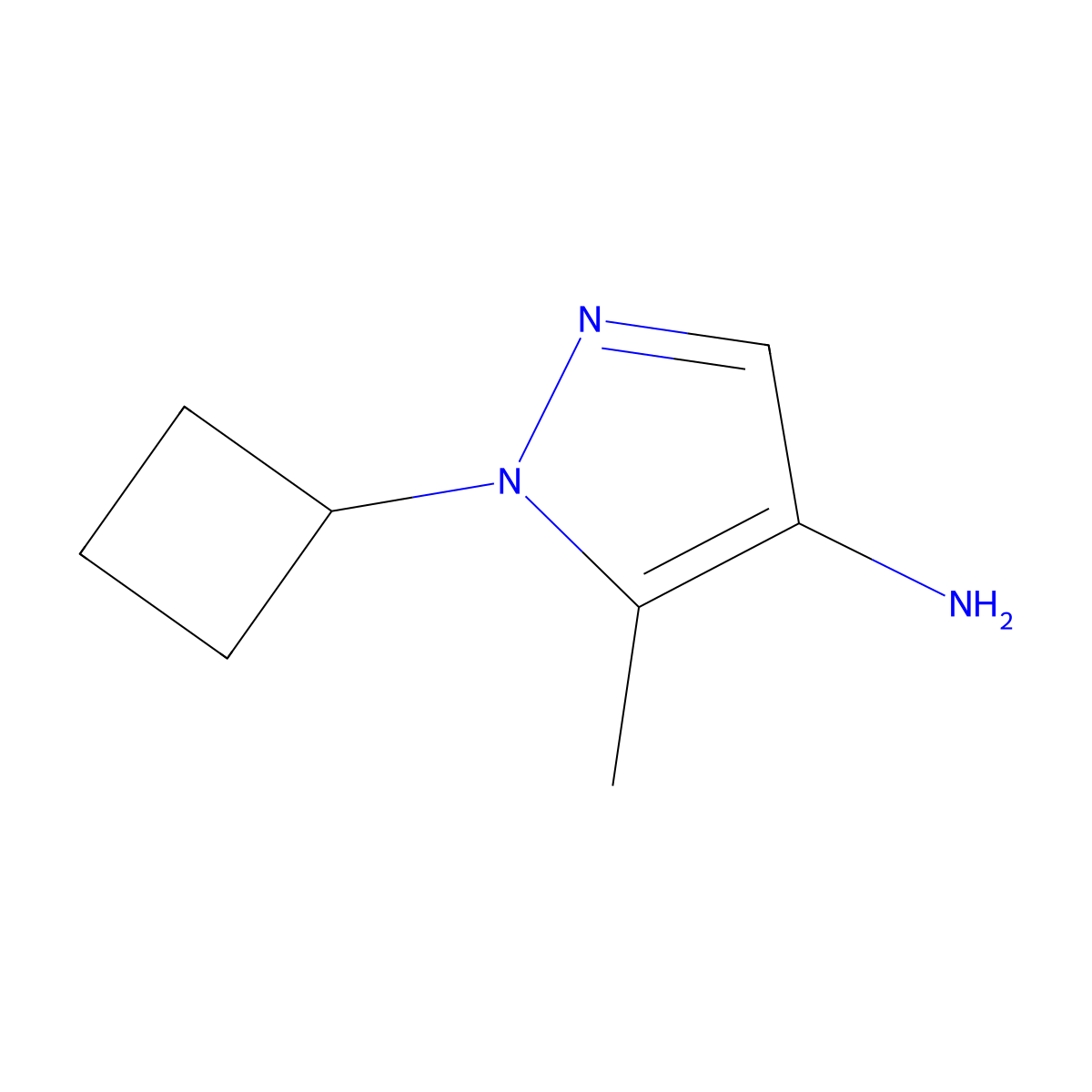 1-cyclobutyl-5-methyl-1H-pyrazol-4-amine molecular structure, CAS 2137931-45-2