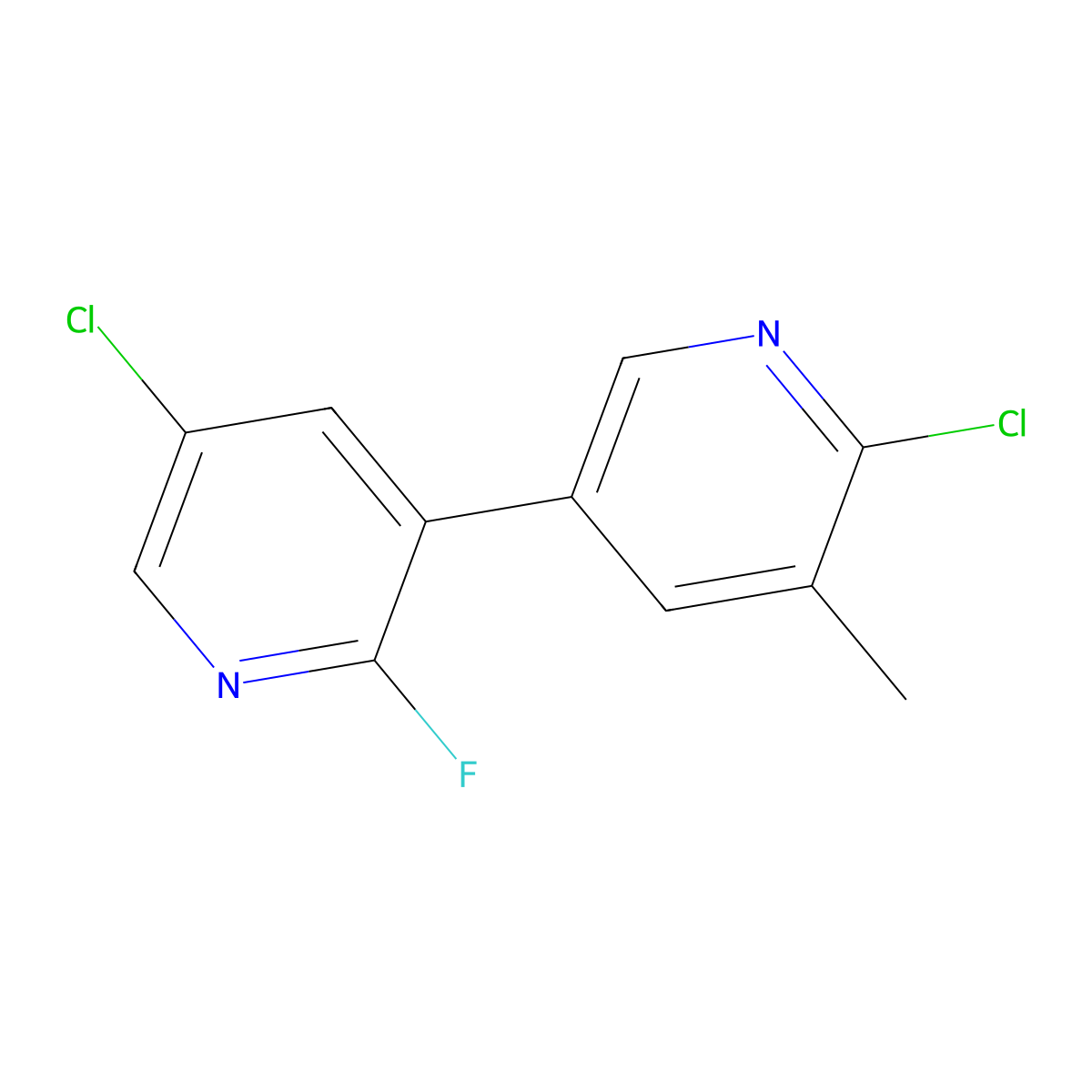 2-Chloro-5-(5-chloro-2-fluoropyridin-3-yl)-3-methylpyridine molecular structure, CAS 2137931-60-1