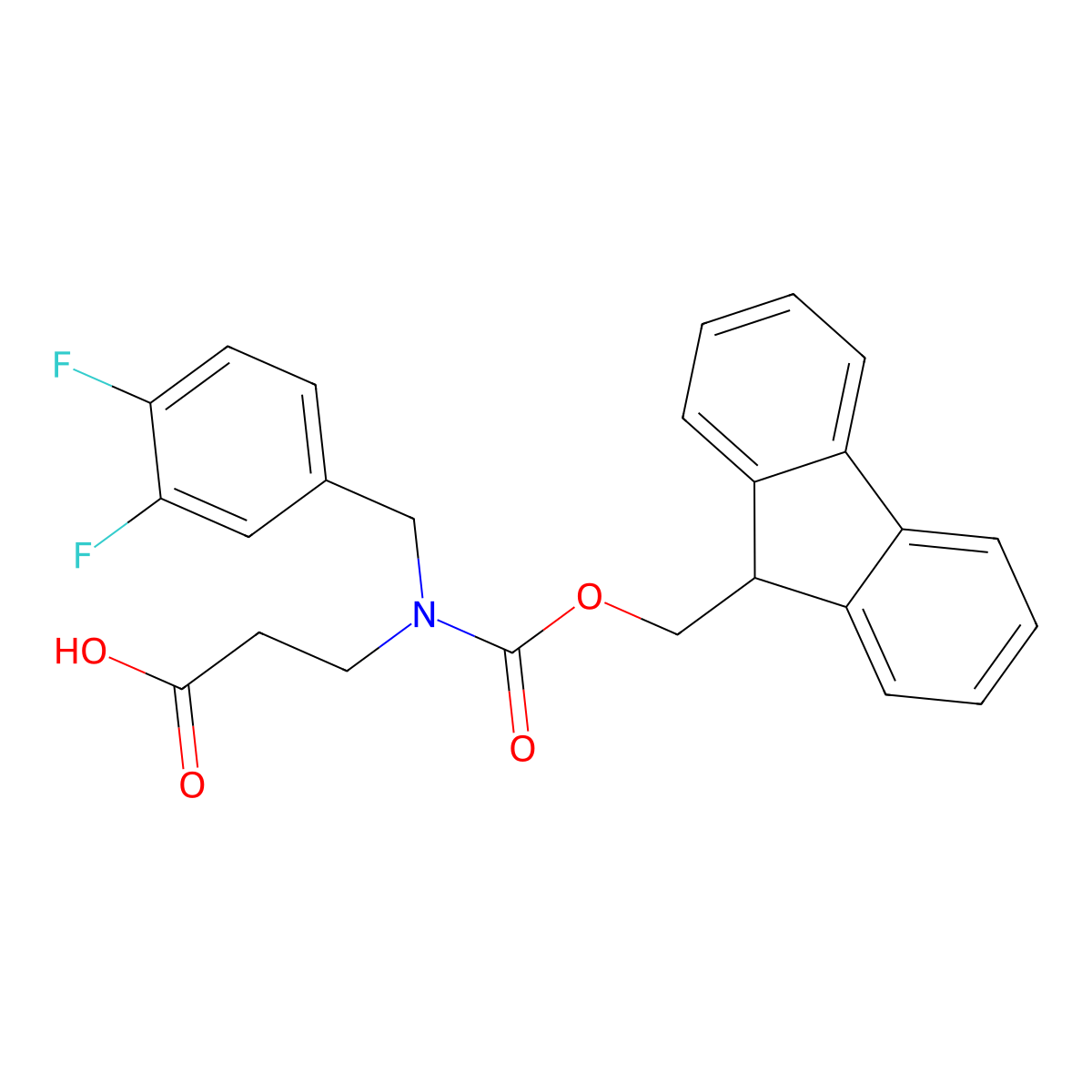 3-{[(3,4-difluorophenyl)methyl]({[(9H-fluoren-9-yl)methoxy]carbonyl})amino}propanoic acid molecular structure, CAS 2137931-67-8