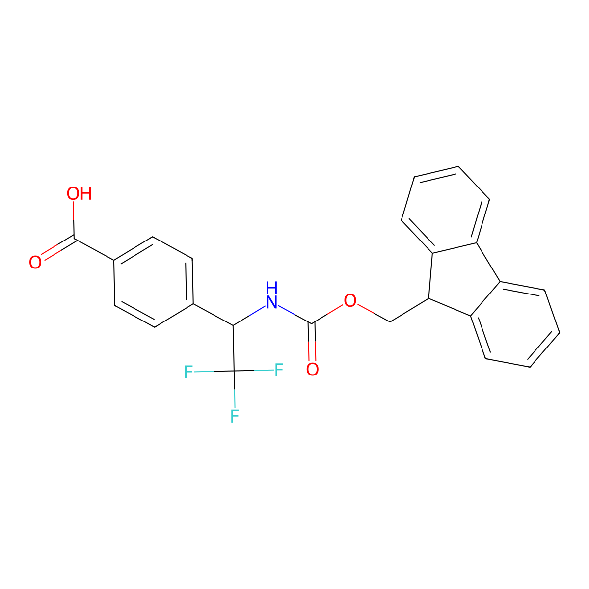 4-(1-((((9H-fluoren-9-yl)methoxy)carbonyl)amino)-2,2,2-trifluoroethyl)benzoic acid molecular structure, CAS 2137931-72-5