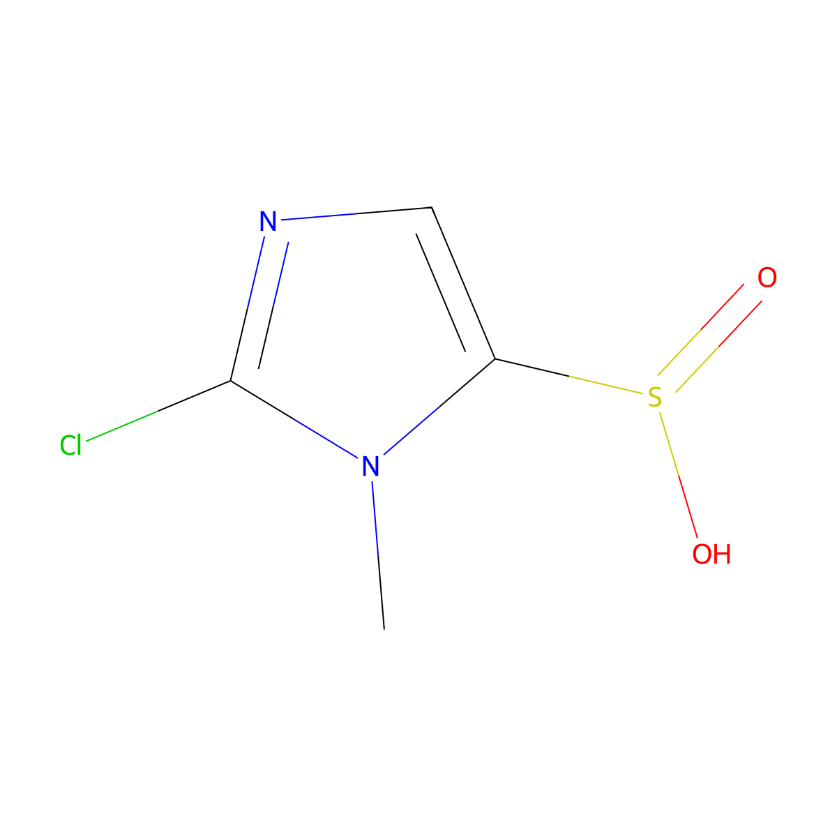 2-chloro-1-methyl-1H-imidazole-5-sulfinic acid molecular structure, CAS 2137935-64-7
