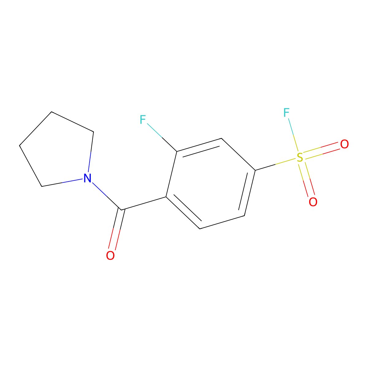 3-Fluoro-4-(pyrrolidine-1-carbonyl)benzene-1-sulfonyl fluoride molecular structure, CAS 2137936-12-8