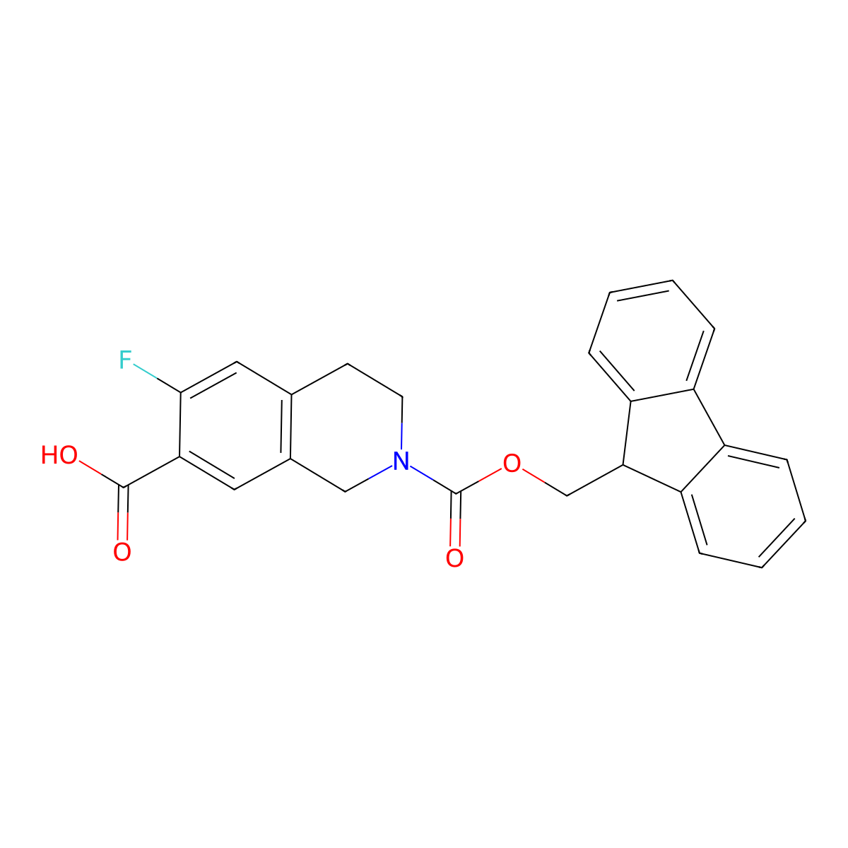 2-{[(9H-fluoren-9-yl)methoxy]carbonyl}-6-fluoro-1,2,3,4-tetrahydroisoquinoline-7-carboxylic acid molecular structure, CAS 2137937-66-5