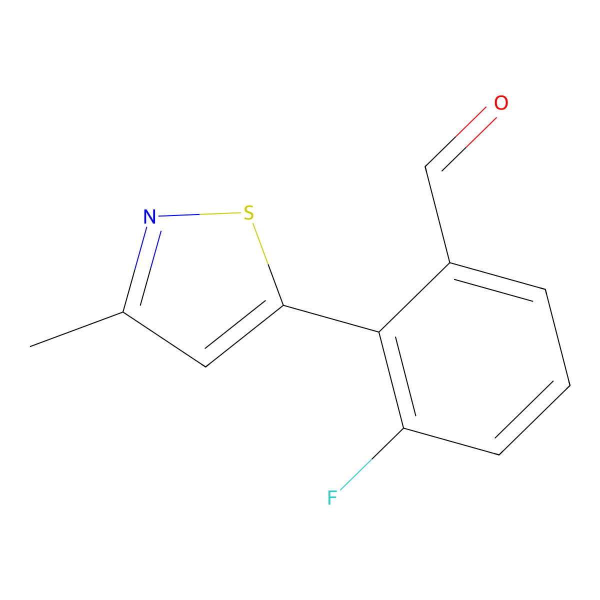 3-Fluoro-2-(3-methyl-1,2-thiazol-5-yl)benzaldehyde molecular structure, CAS 2137942-67-5