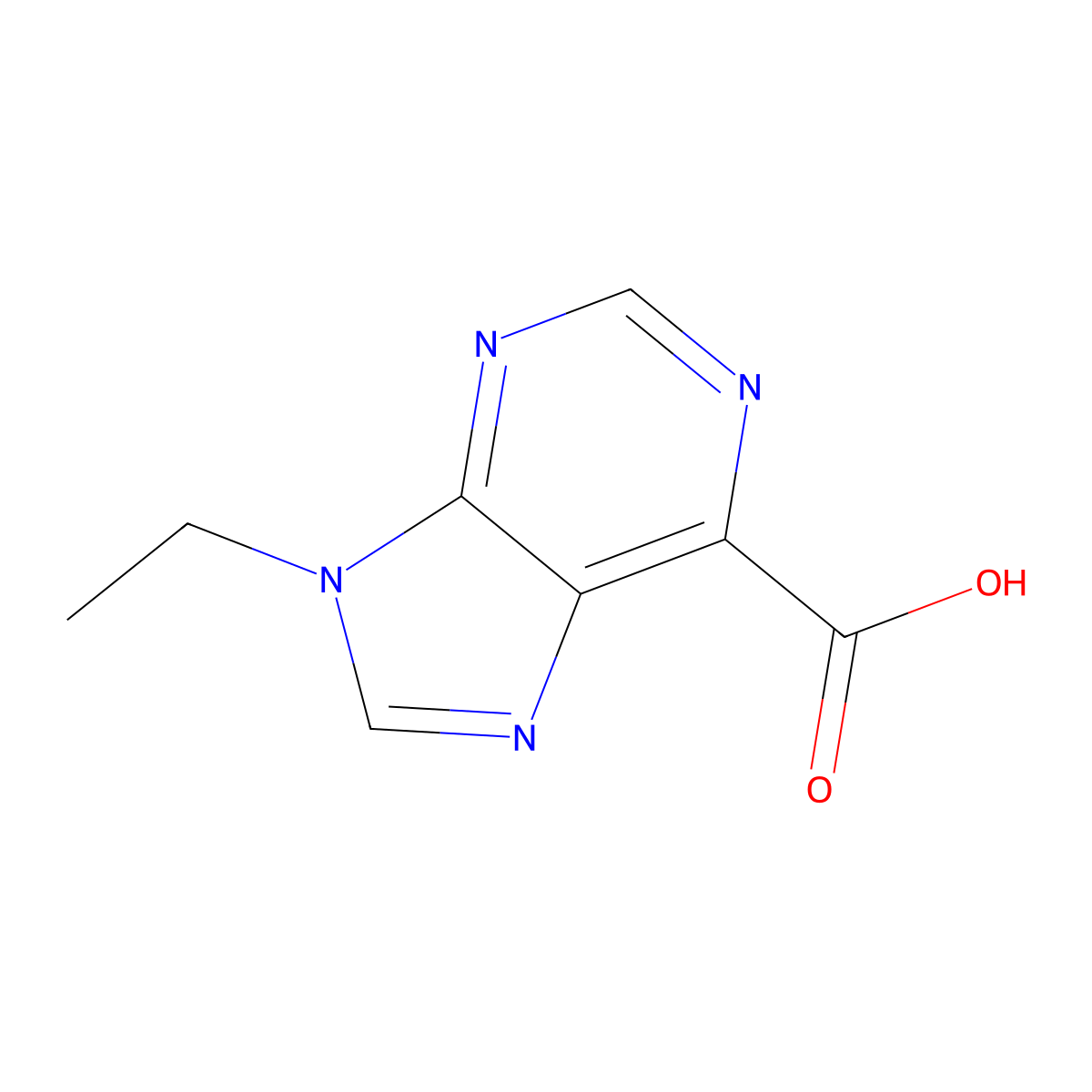 9-ethyl-9H-purine-6-carboxylic acid molecular structure, CAS 2137942-88-0