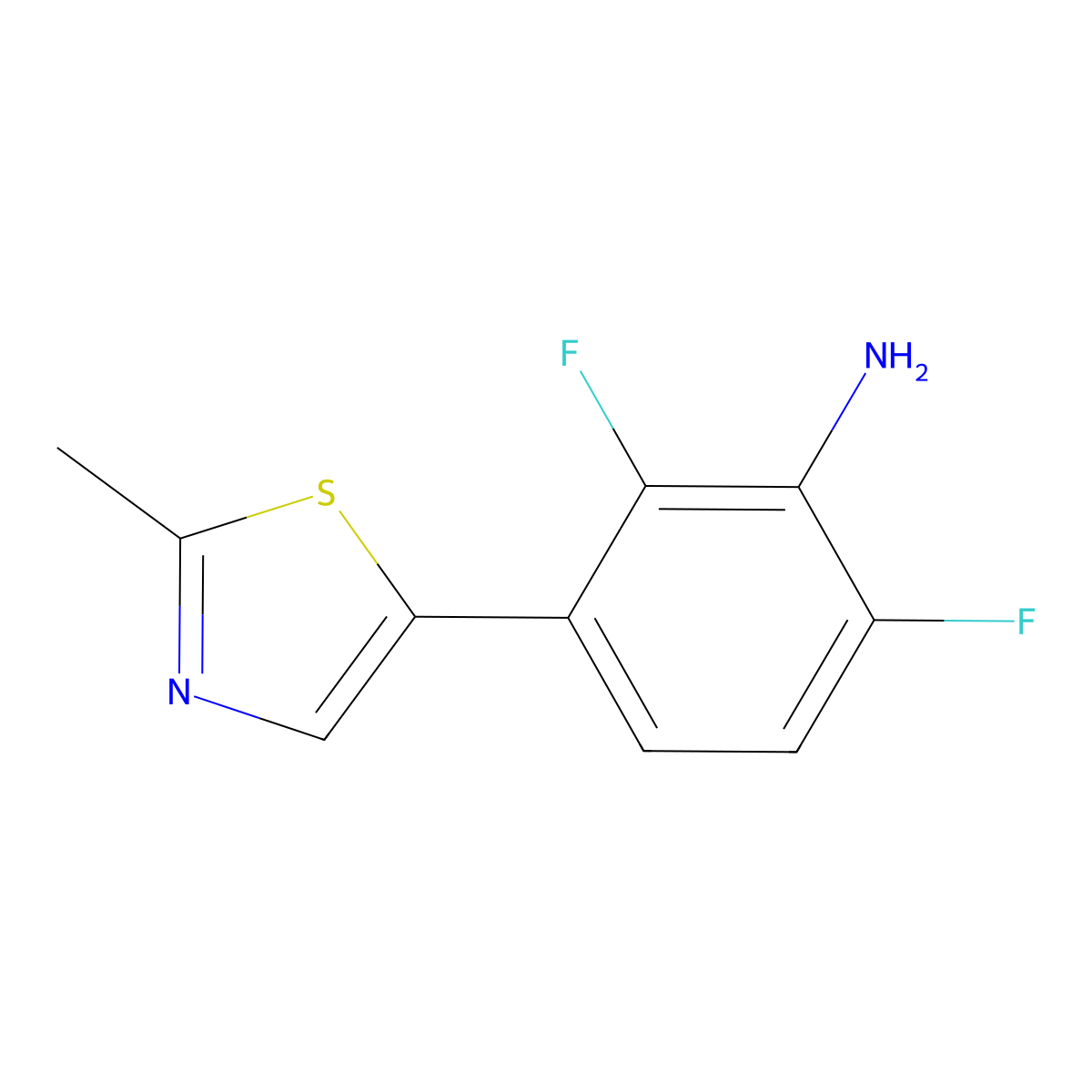 2,6-Difluoro-3-(2-methyl-1,3-thiazol-5-yl)aniline molecular structure, CAS 2137943-95-2