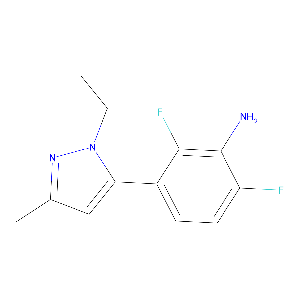 3-(1-ethyl-3-methyl-1H-pyrazol-5-yl)-2,6-difluoroaniline molecular structure, CAS 2137944-01-3