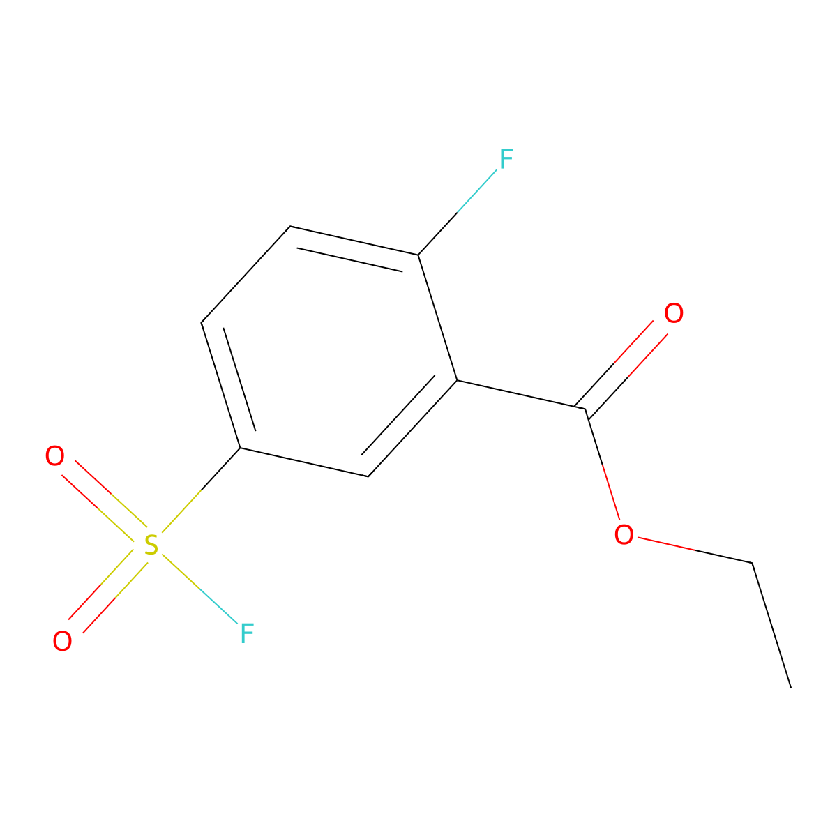 Ethyl 2-fluoro-5-(fluorosulfonyl)benzoate molecular structure, CAS 2137944-18-2