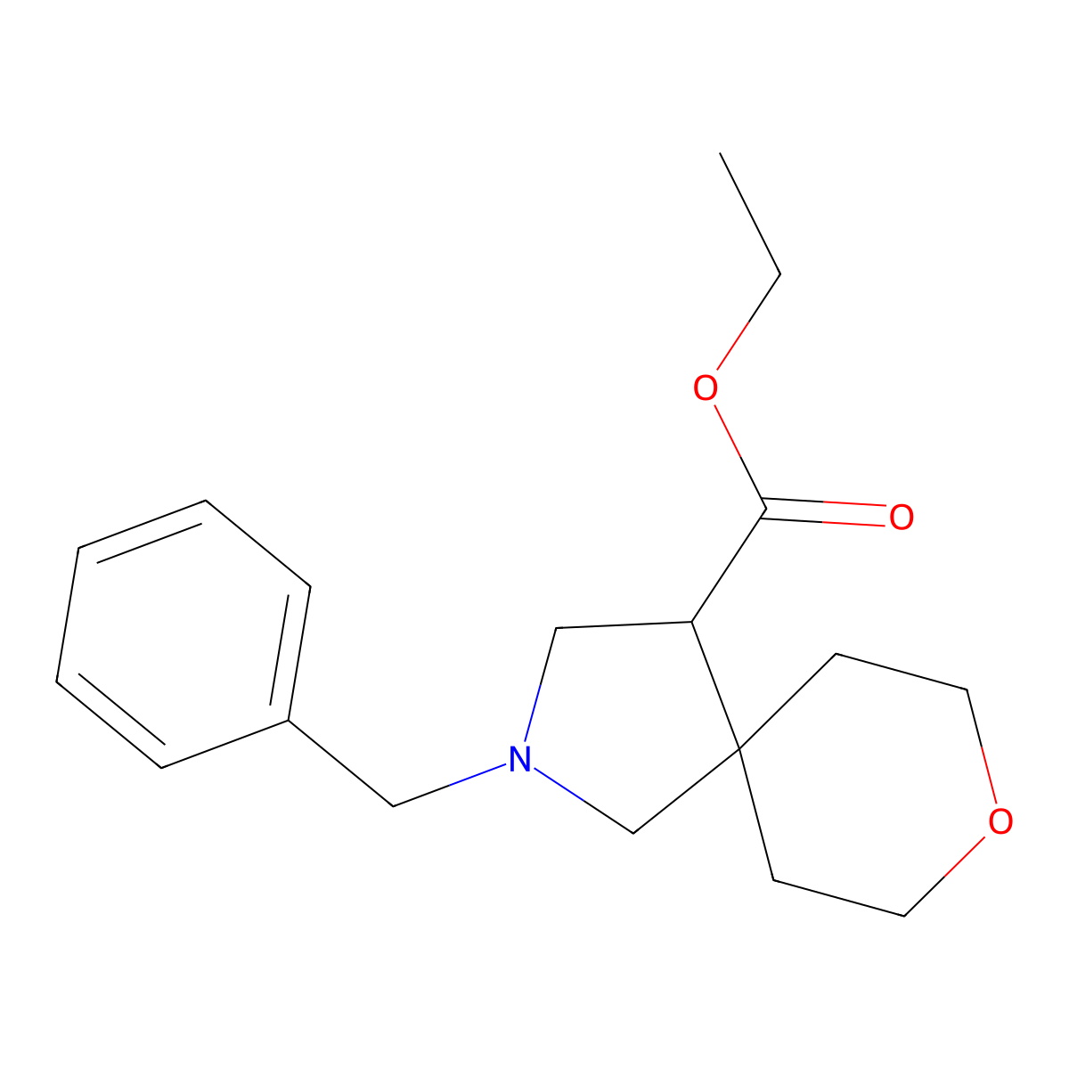 Ethyl 2-benzyl-8-oxa-2-azaspiro[4.5]decane-4-carboxylate molecular structure, CAS 2137944-40-0
