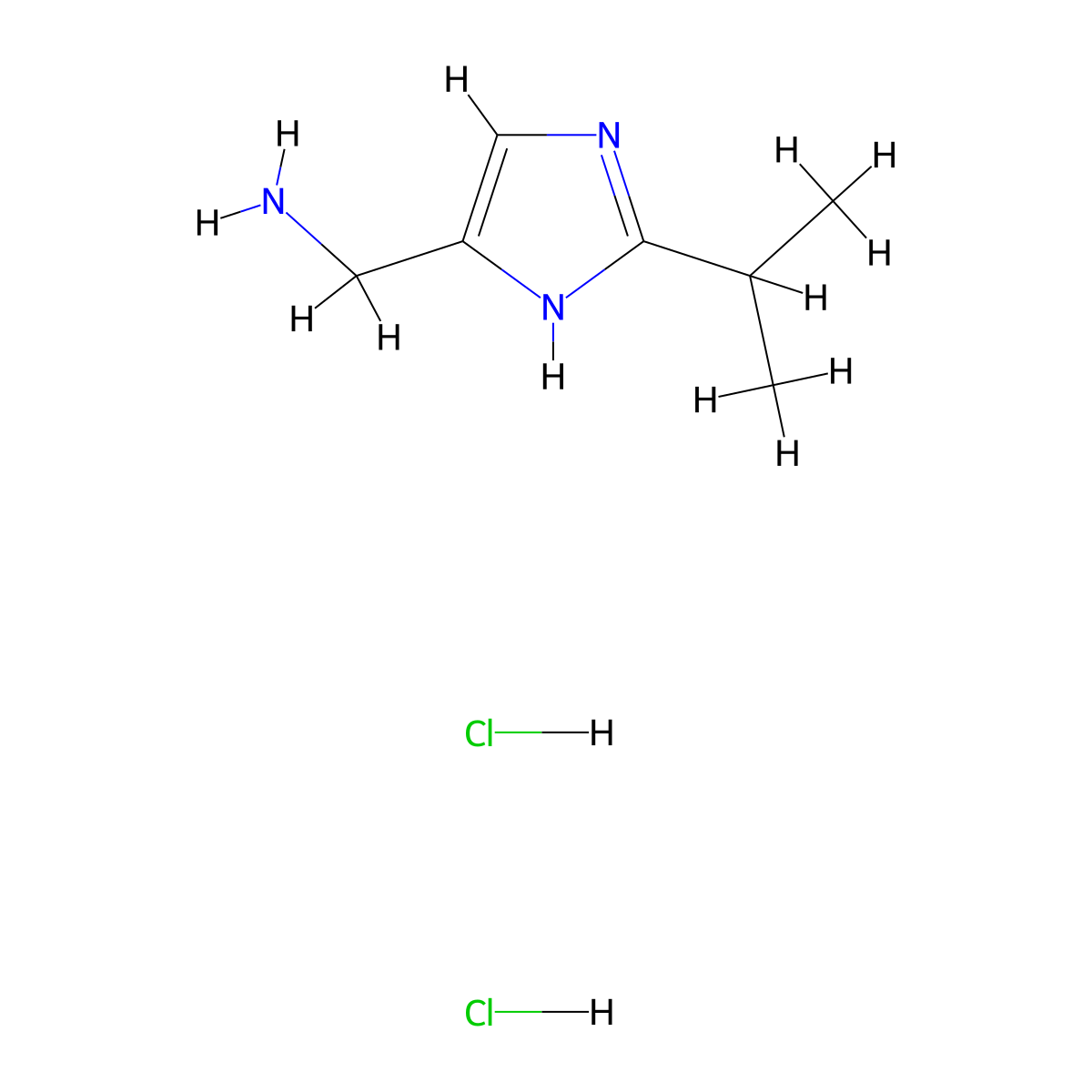 [2-(propan-2-yl)-1H-imidazol-4-yl]methanamine dihydrochloride molecular structure, CAS 2137951-08-5
