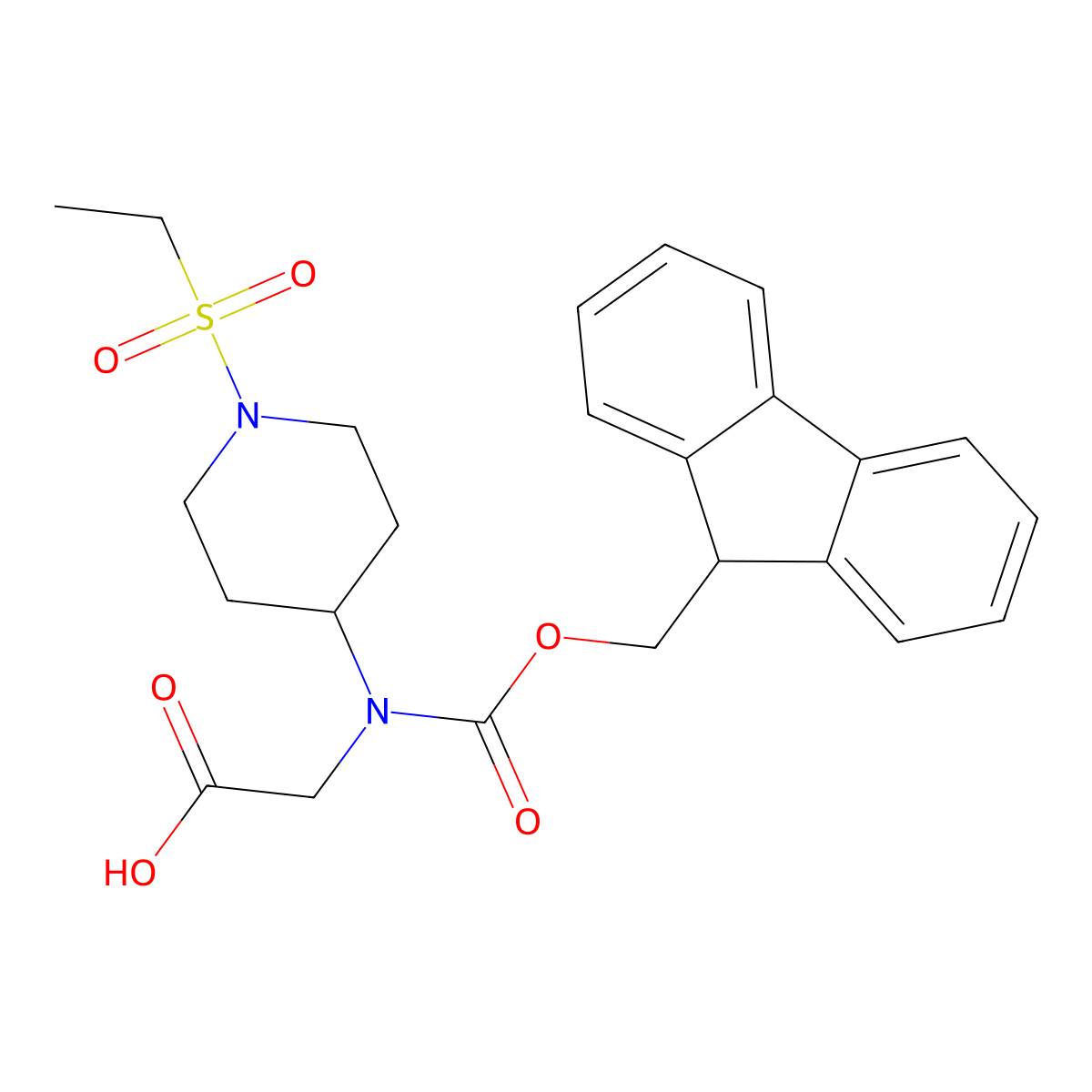 2-{[1-(ethanesulfonyl)piperidin-4-yl]({[(9H-fluoren-9-yl)methoxy]carbonyl})amino}acetic acid molecular structure, CAS 2137951-25-6