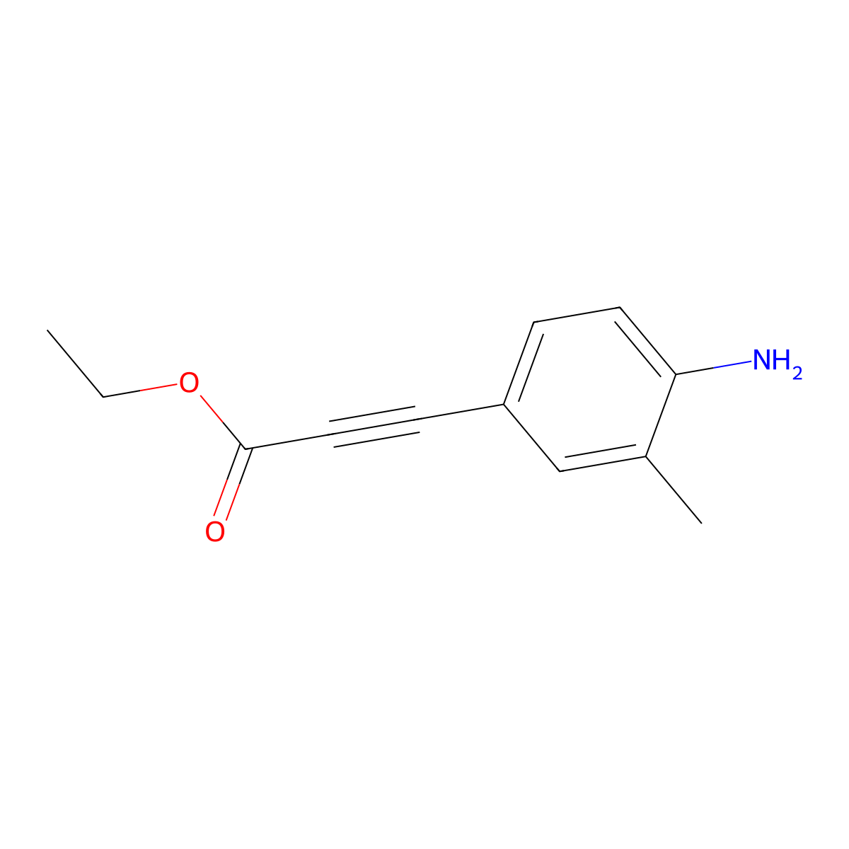 Ethyl 3-(4-amino-3-methylphenyl)prop-2-ynoate molecular structure, CAS 2137951-33-6