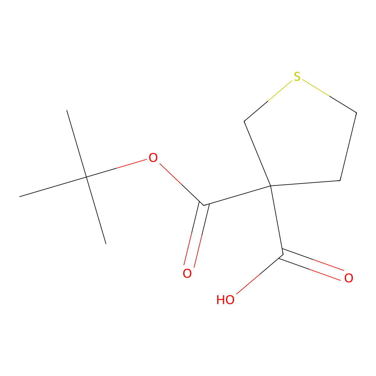 3-[(Tert-butoxy)carbonyl]thiolane-3-carboxylic acid molecular structure, CAS 2137952-13-5