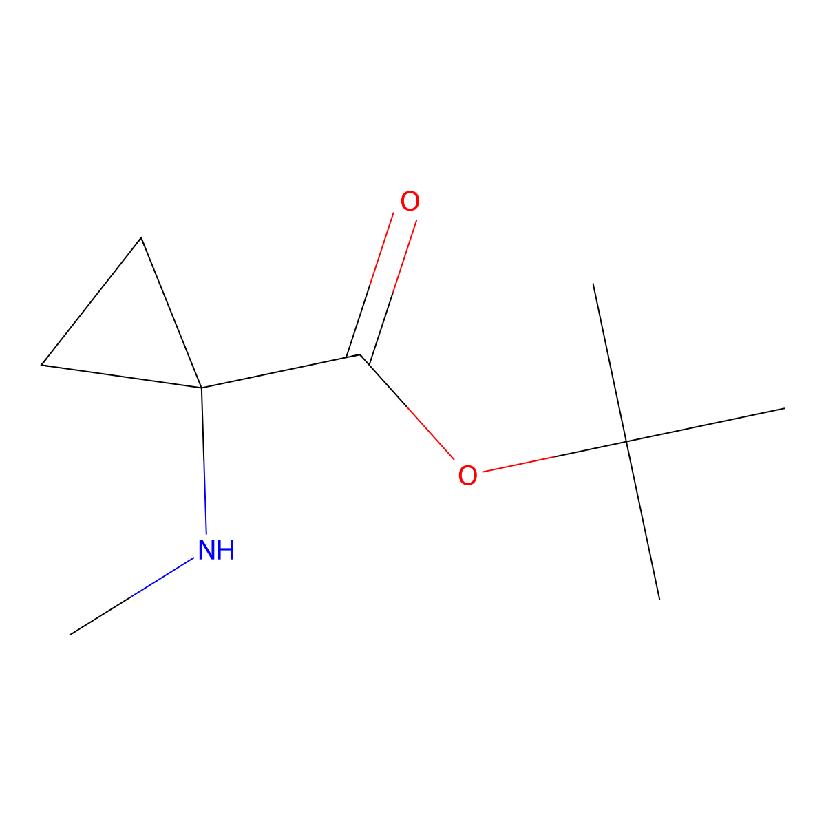 Tert-butyl 1-(methylamino)cyclopropane-1-carboxylate molecular structure, CAS 2137952-32-8