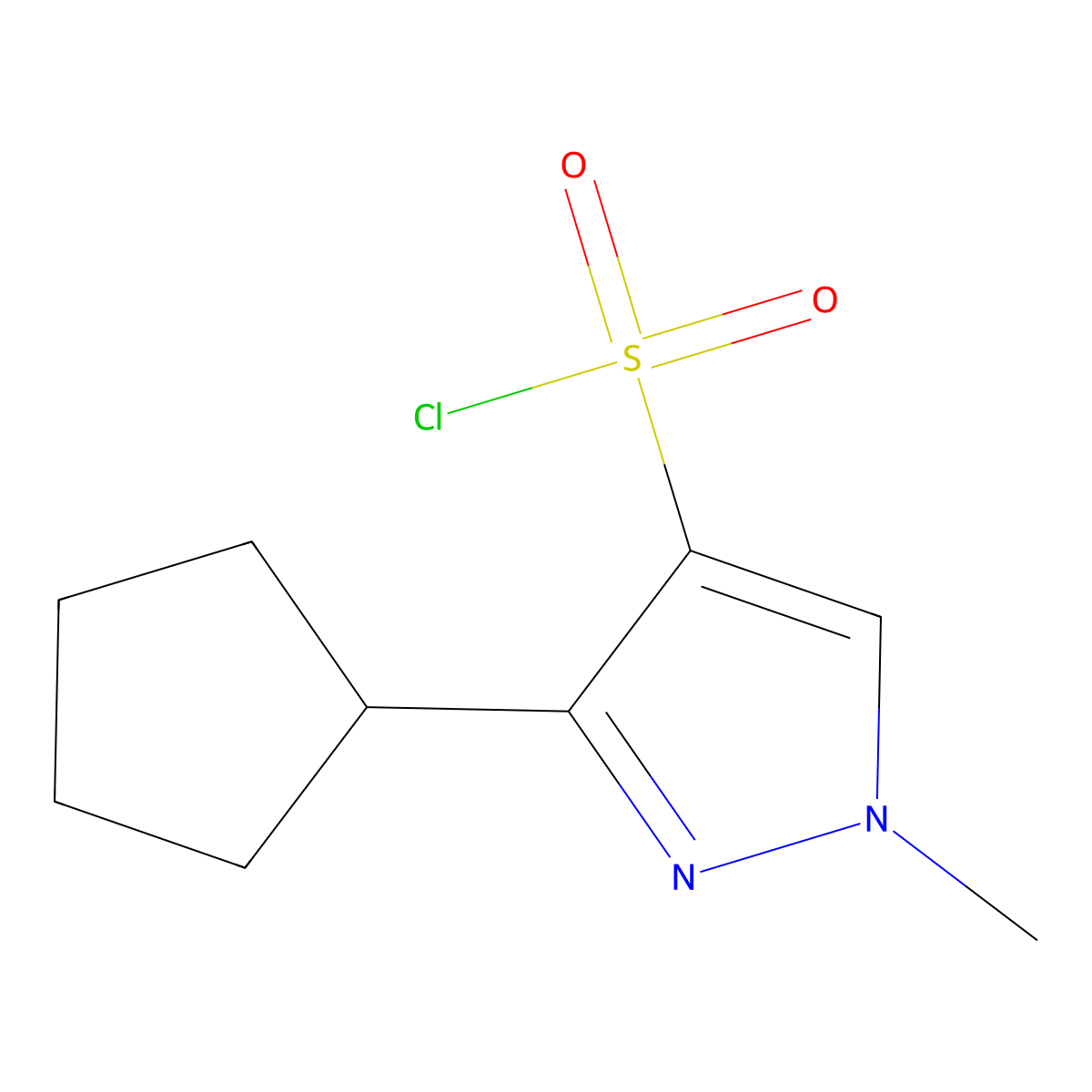 3-cyclopentyl-1-methyl-1H-pyrazole-4-sulfonyl chloride molecular structure, CAS 2137958-01-9