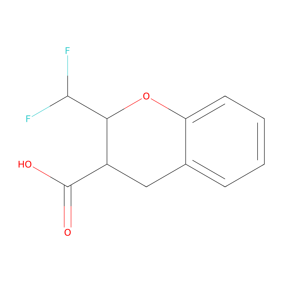 2-(difluoromethyl)-3,4-dihydro-2H-1-benzopyran-3-carboxylic acid molecular structure, CAS 2137958-08-6
