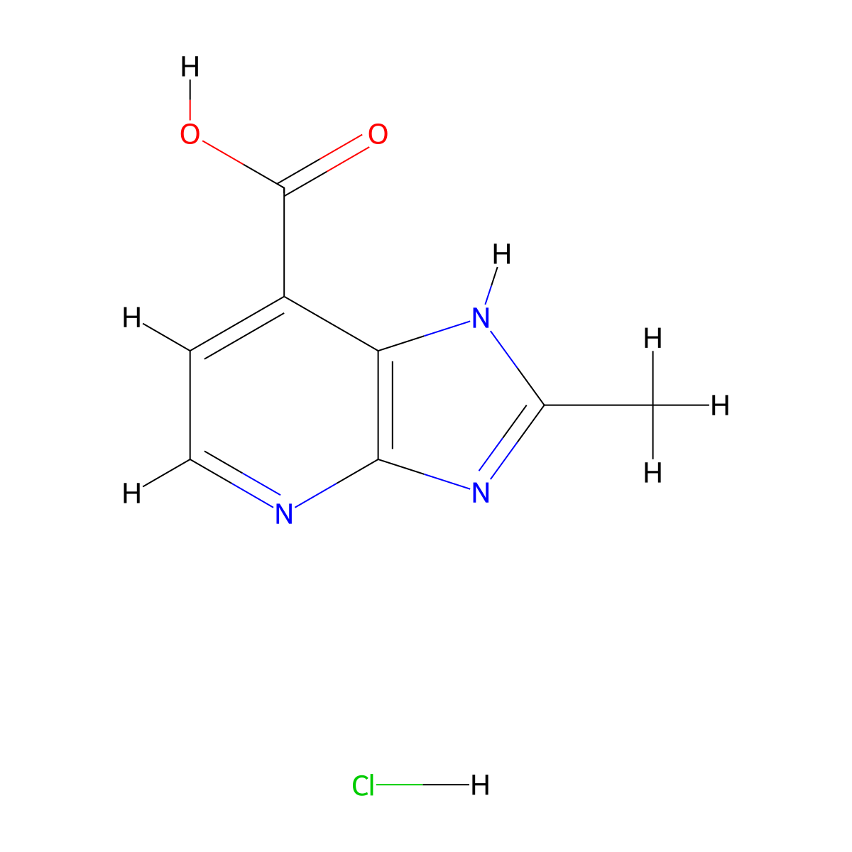 2-methyl-3H-imidazo[4,5-b]pyridine-7-carboxylic acid hydrochloride molecular structure, CAS 2137970-53-5