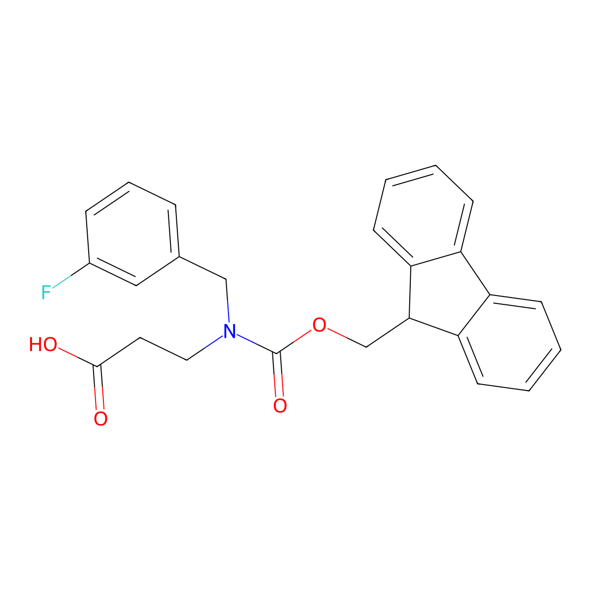 3-({[(9H-fluoren-9-yl)methoxy]carbonyl}[(3-fluorophenyl)methyl]amino)propanoic acid molecular structure, CAS 2137971-83-4