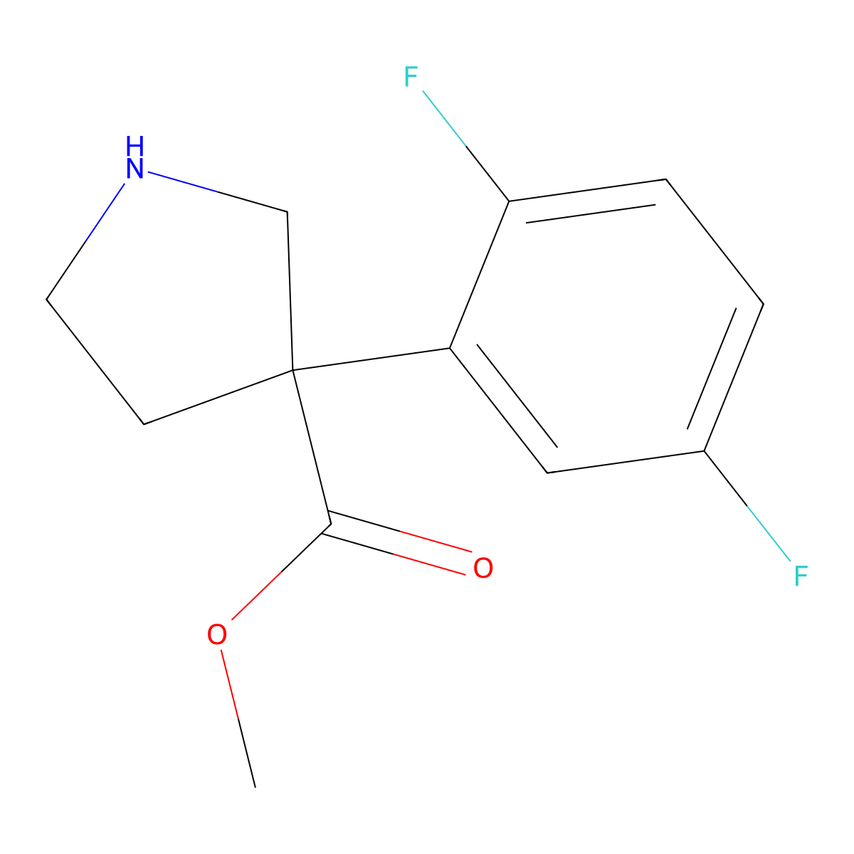 Methyl 3-(2,5-difluorophenyl)pyrrolidine-3-carboxylate molecular structure, CAS 2137971-95-8