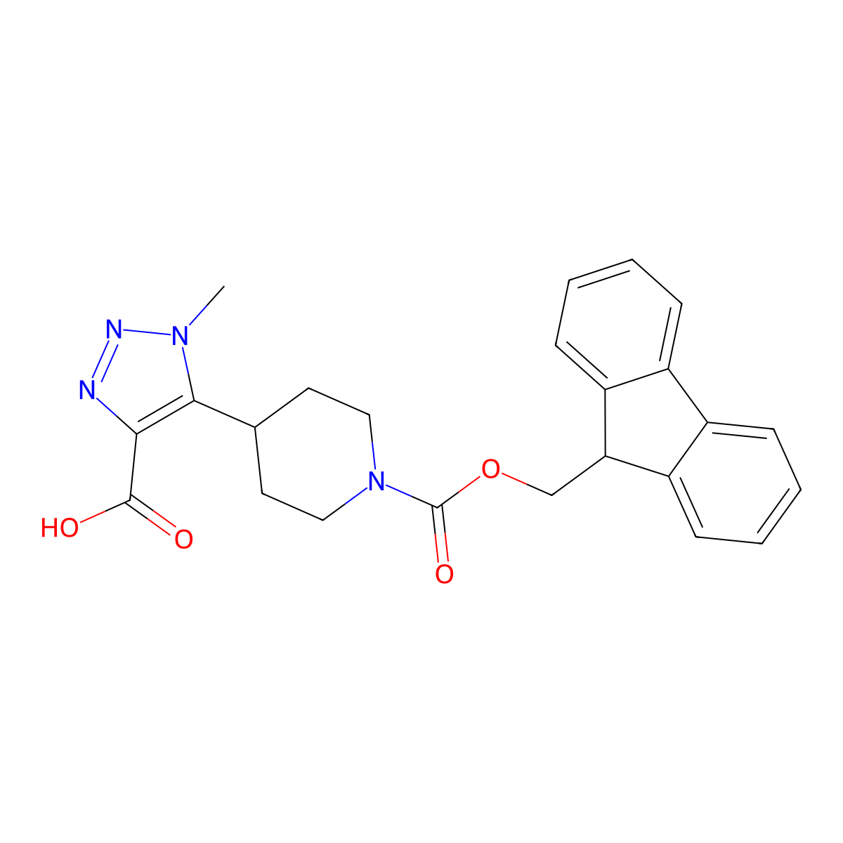 5-(1-{[(9H-fluoren-9-yl)methoxy]carbonyl}piperidin-4-yl)-1-methyl-1H-1,2,3-triazole-4-carboxylic acid molecular structure, CAS 2137972-03-1