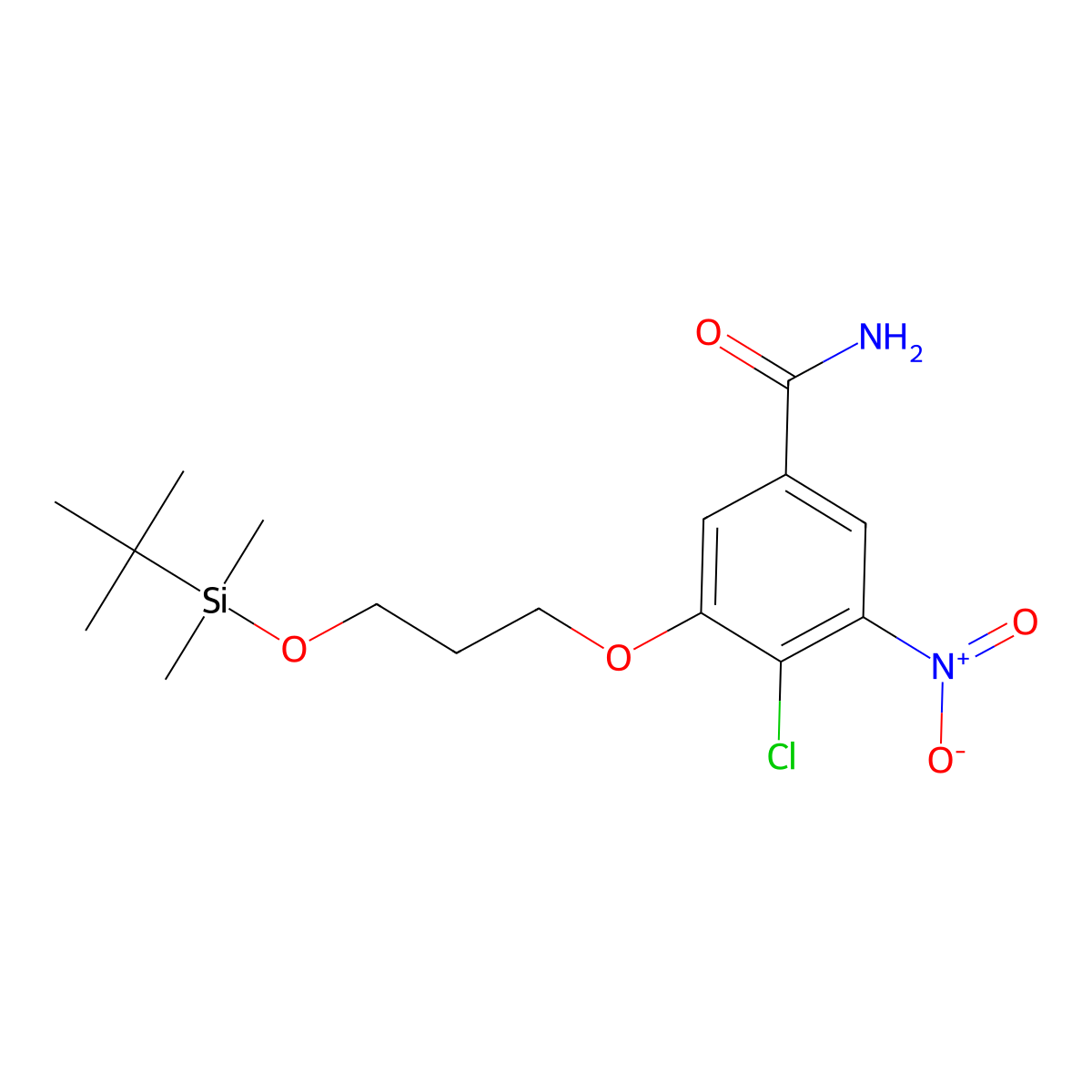 3-(3-((tert-Butyldimethylsilyl)oxy)propoxy)-4-chloro-5-nitrobenzamide molecular structure, CAS 2137975-70-1