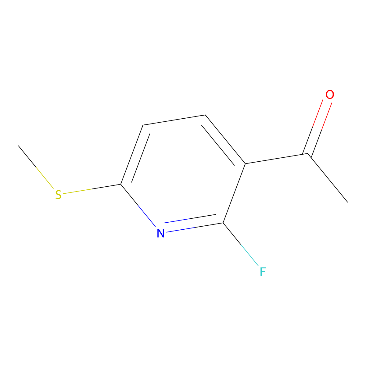 1-[2-Fluoro-6-(methylthio)-3-pyridinyl]ethanone molecular structure, CAS 2137978-44-8