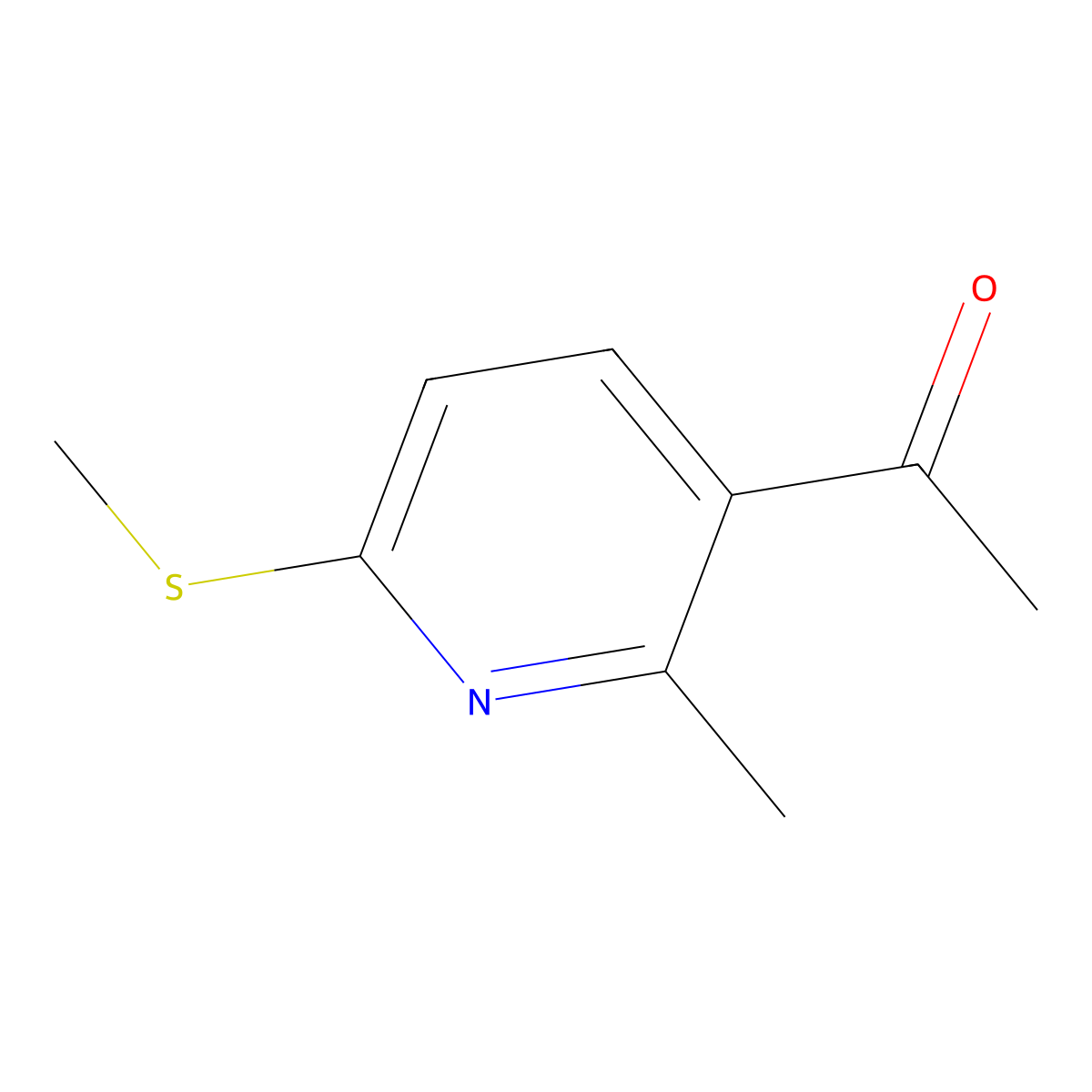 1-[2-Methyl-6-(methylthio)-3-pyridinyl]ethanone molecular structure, CAS 2137978-52-8
