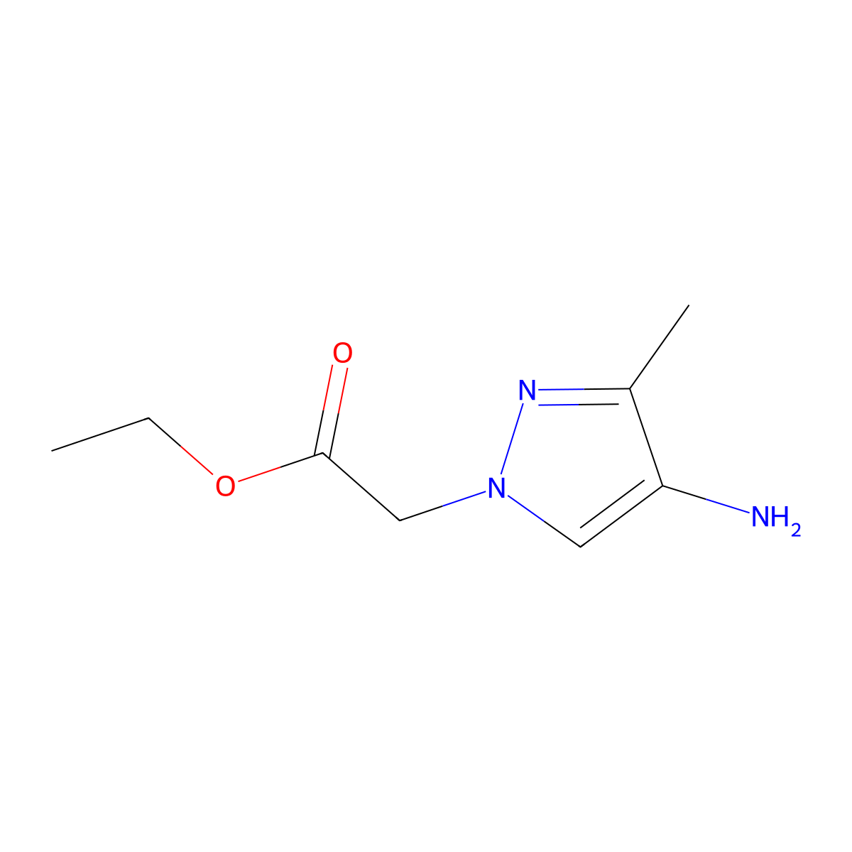 ethyl 2-(4-amino-3-methyl-1H-pyrazol-1-yl)acetate molecular structure, CAS 2137980-04-0