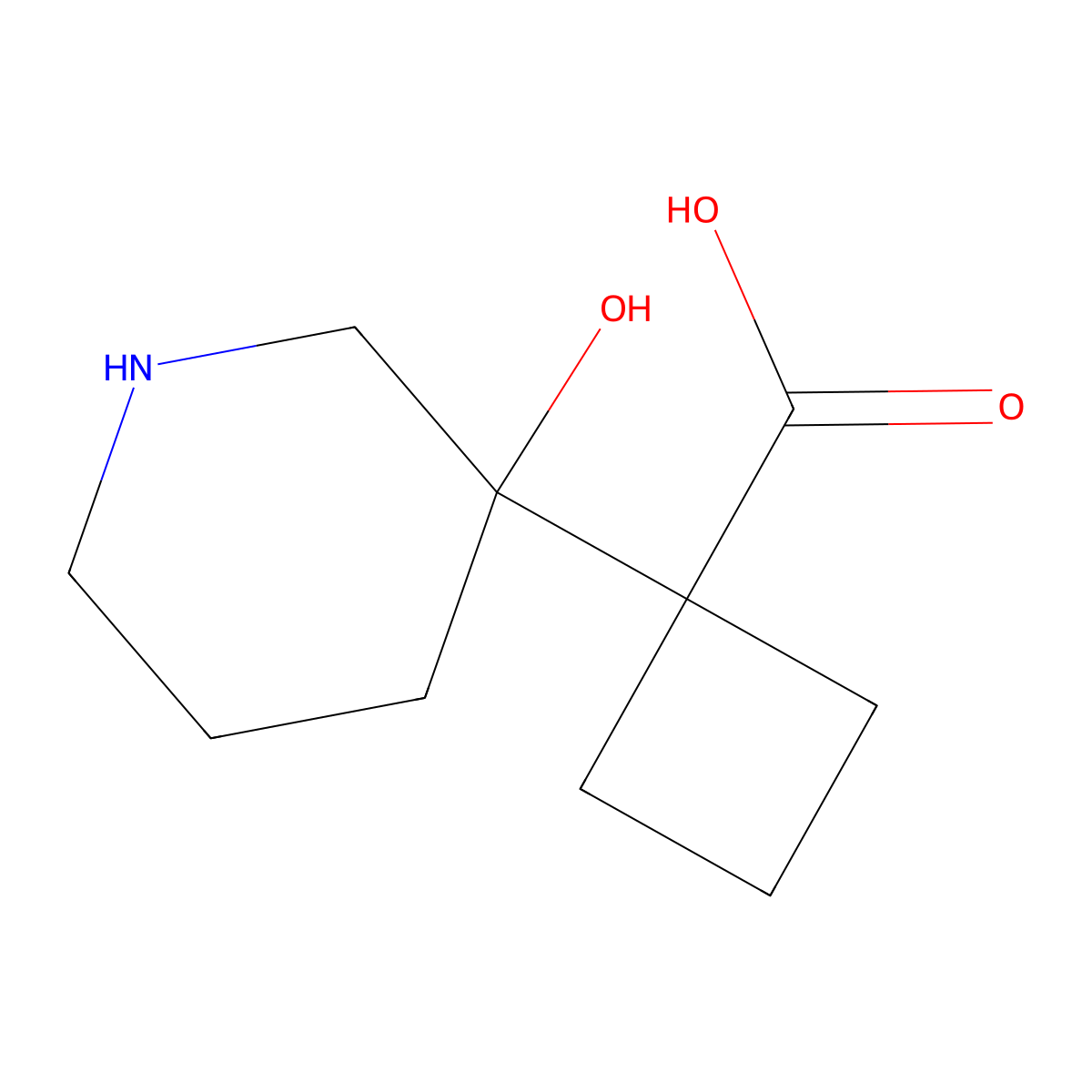 1-(3-Hydroxypiperidin-3-yl)cyclobutane-1-carboxylic acid molecular structure, CAS 2137981-16-7
