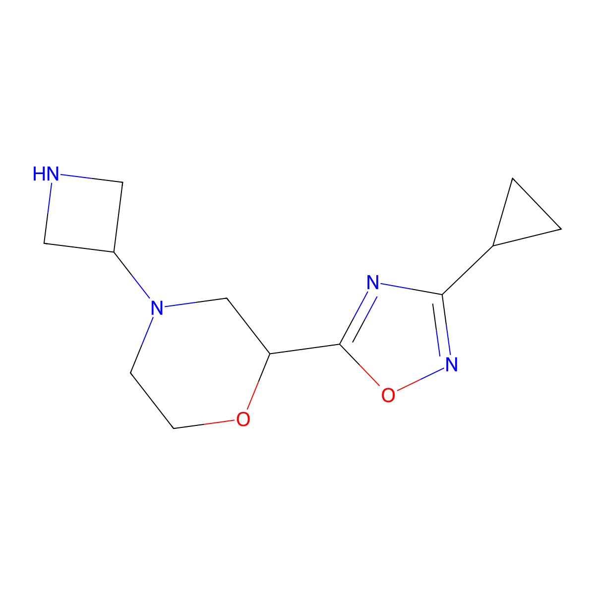 4-(Azetidin-3-yl)-2-(3-cyclopropyl-1,2,4-oxadiazol-5-yl)morpholine molecular structure, CAS 2137981-35-0