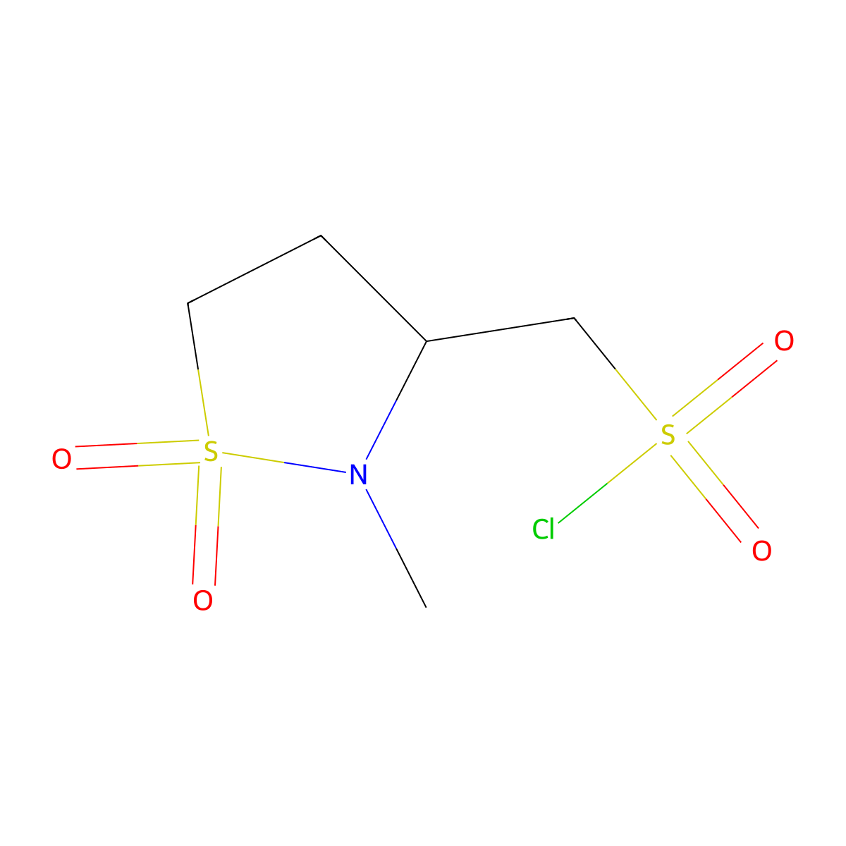 (2-Methyl-1,1-dioxidoisothiazolidin-3-yl)methanesulfonyl chloride molecular structure, CAS 2137982-07-9