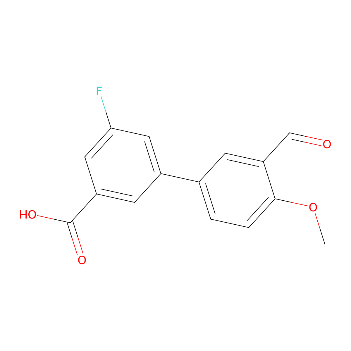 3-Fluoro-5-(3-formyl-4-methoxyphenyl)benzoic acid molecular structure, CAS 2137982-36-4
