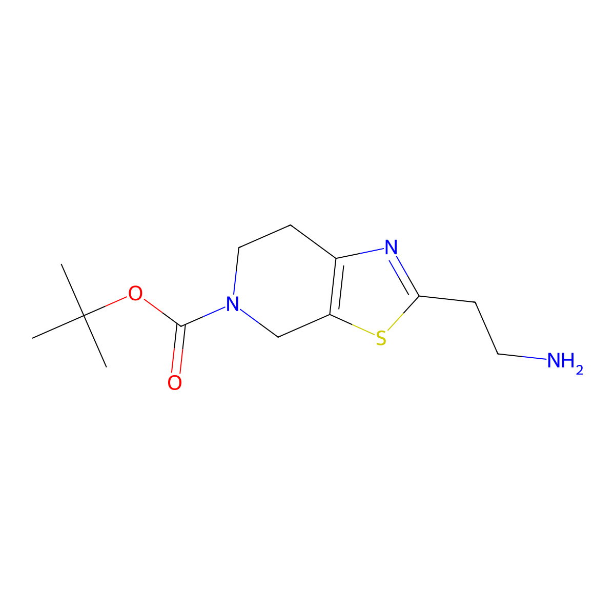 tert-butyl 2-(2-aminoethyl)-4H,5H,6H,7H-(1,3)thiazolo(5,4-c)pyridine-5-carboxylate molecular structure, CAS 2137984-12-2