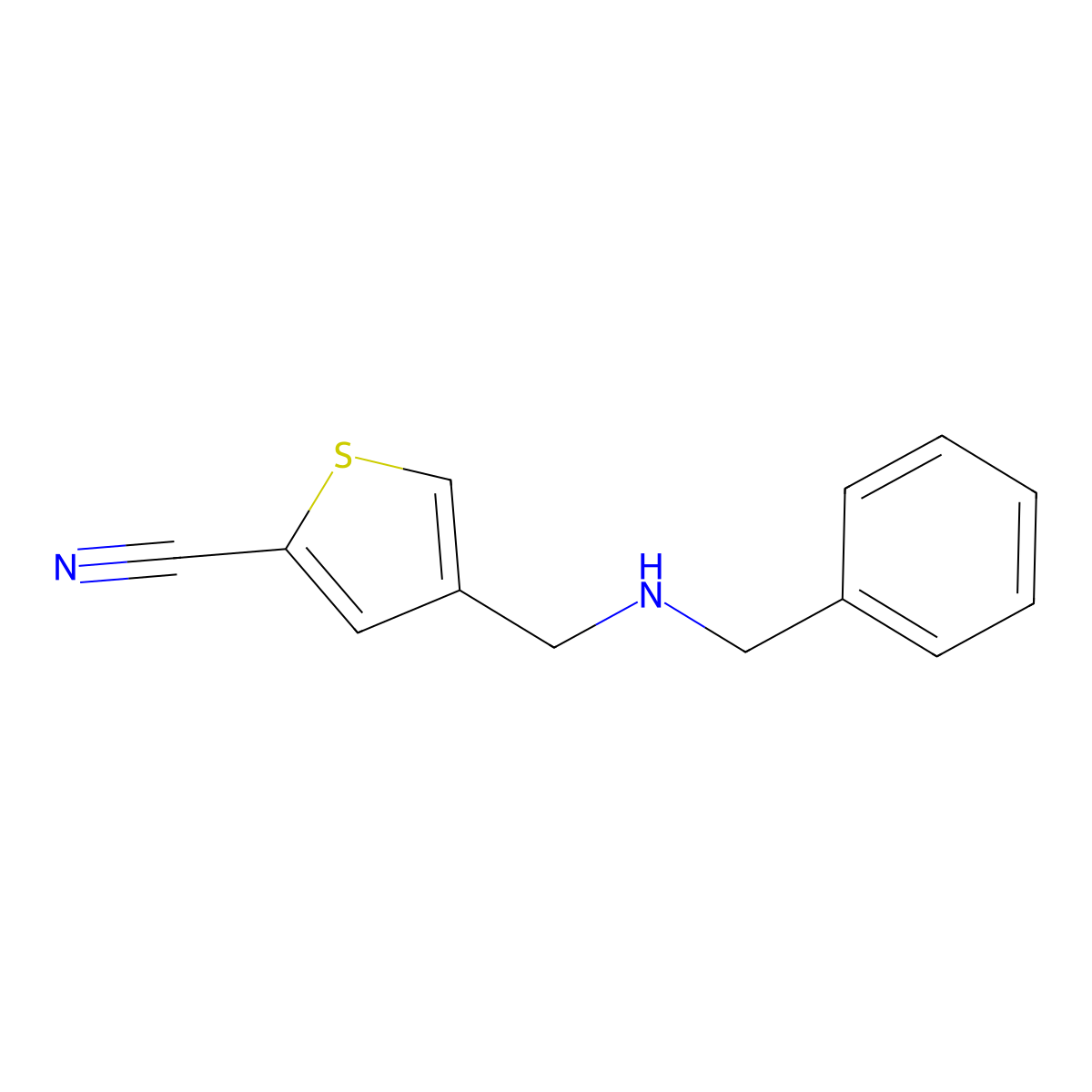 4-[(Benzylamino)methyl]thiophene-2-carbonitrile molecular structure, CAS 2137984-17-7