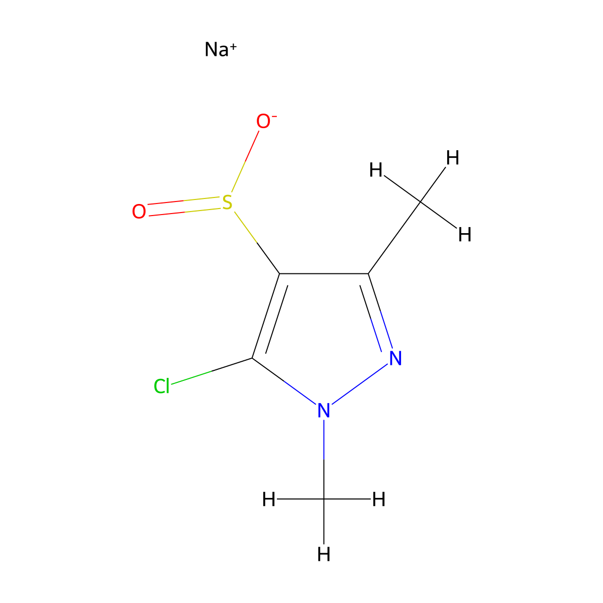 sodium 5-chloro-1,3-dimethyl-1H-pyrazole-4-sulfinate molecular structure, CAS 2137984-60-0