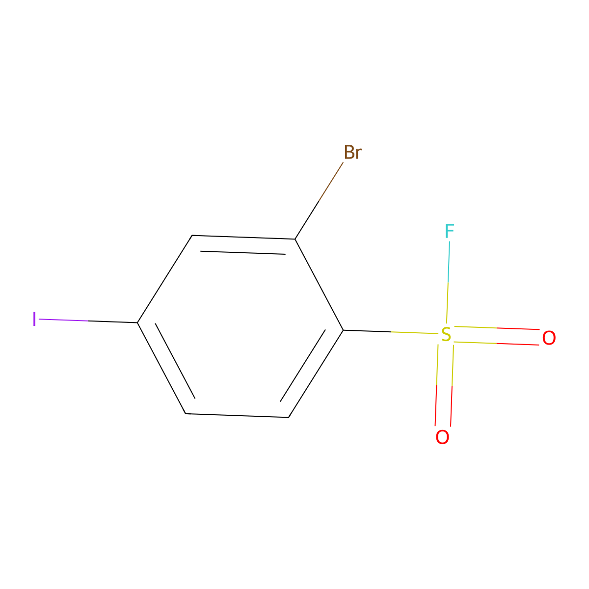 2-Bromo-4-iodobenzene-1-sulfonyl fluoride molecular structure, CAS 2137985-07-8