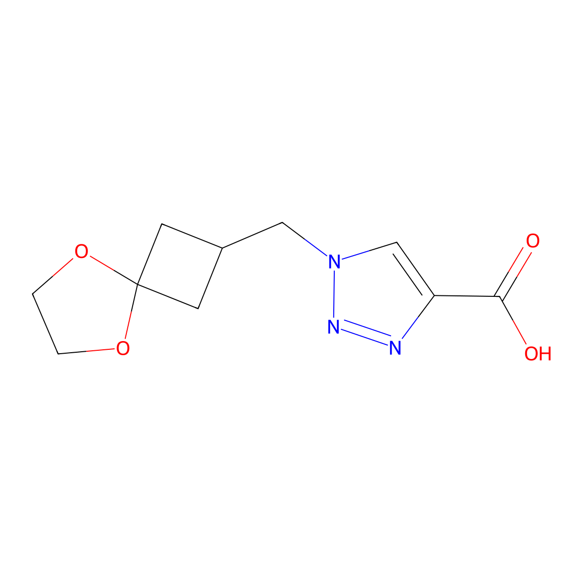 1-({5,8-dioxaspiro[3.4]octan-2-yl}methyl)-1H-1,2,3-triazole-4-carboxylic acid molecular structure, CAS 2137985-82-9
