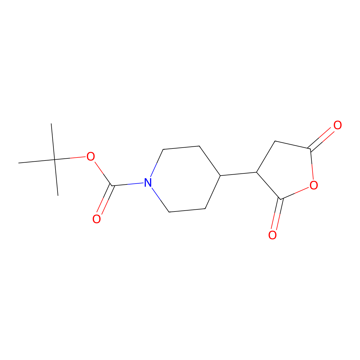 Tert-butyl 4-(2,5-dioxooxolan-3-yl)piperidine-1-carboxylate molecular structure, CAS 2137986-11-7