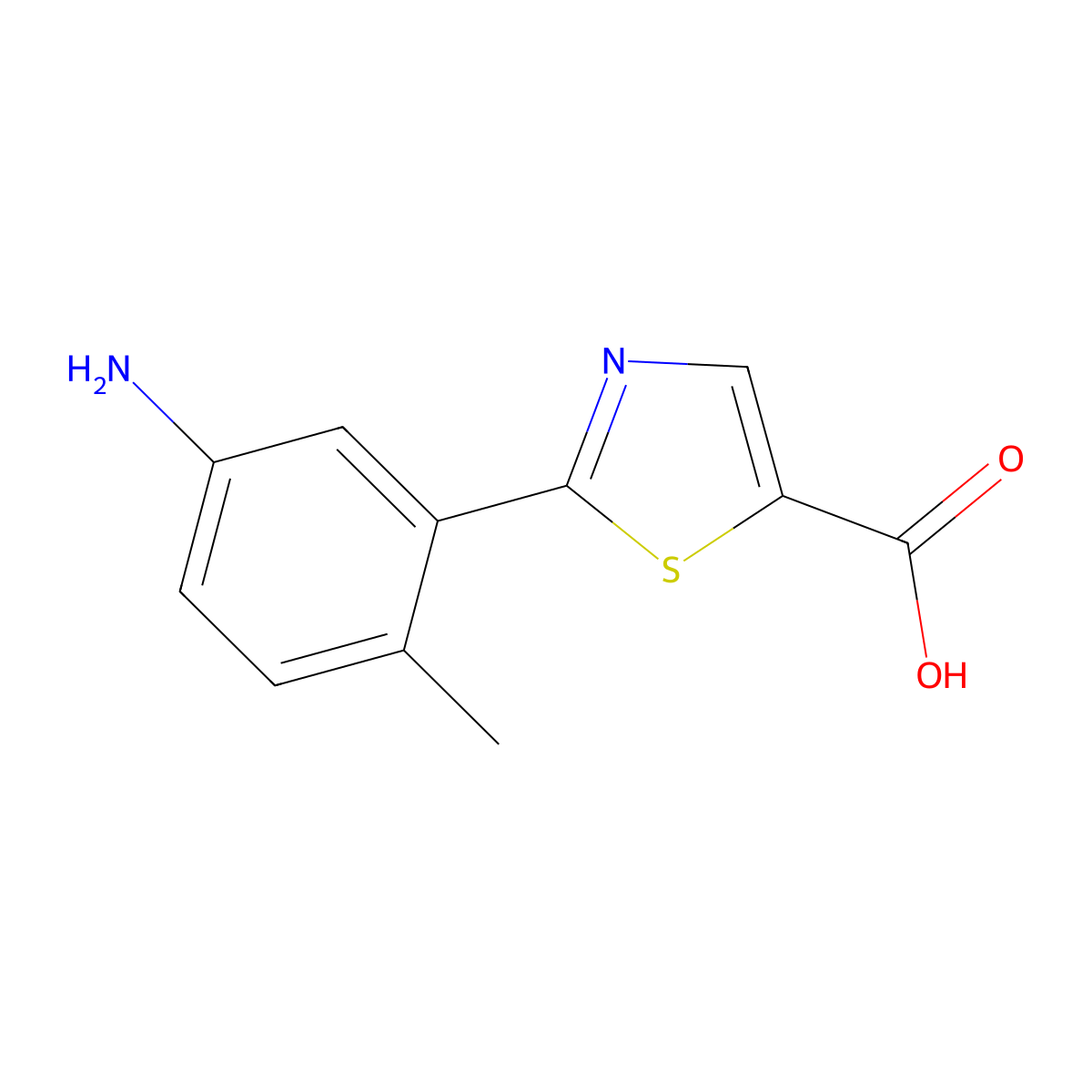 2-(5-Amino-2-methylphenyl)-1,3-thiazole-5-carboxylic acid molecular structure, CAS 2137986-56-0