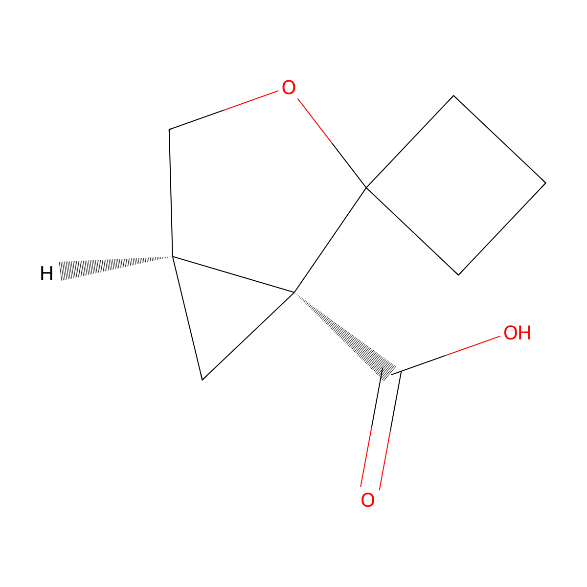 rac-(1R,5R)-3-oxaspiro(bicyclo(3.1.0)hexane-2,1'-cyclobutane)-1-carboxylic acid molecular structure, CAS 2137986-97-9