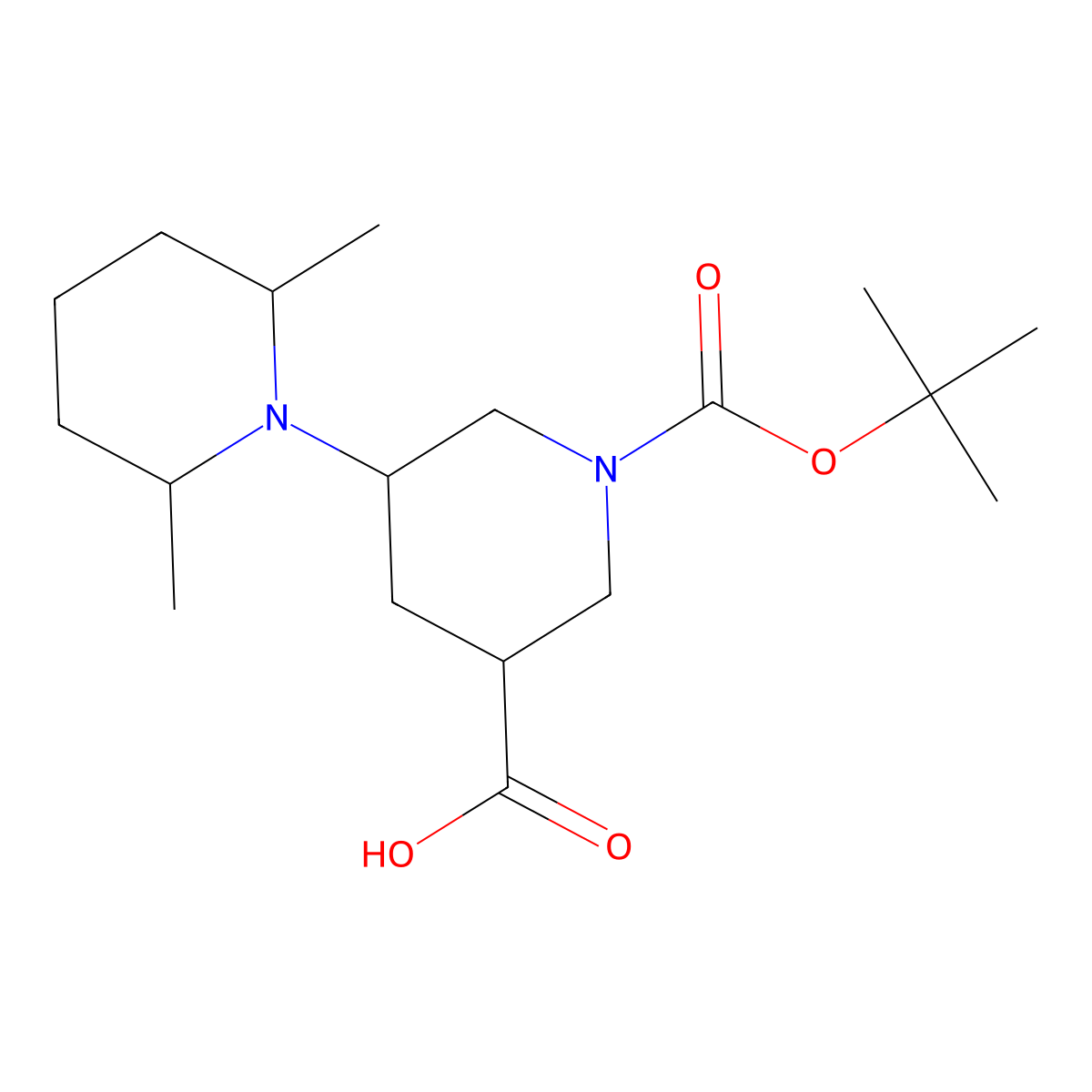 1'-[(Tert-butoxy)carbonyl]-2,6-dimethyl-[1,3'-bipiperidine]-5'-carboxylic acid molecular structure, CAS 2137987-21-2