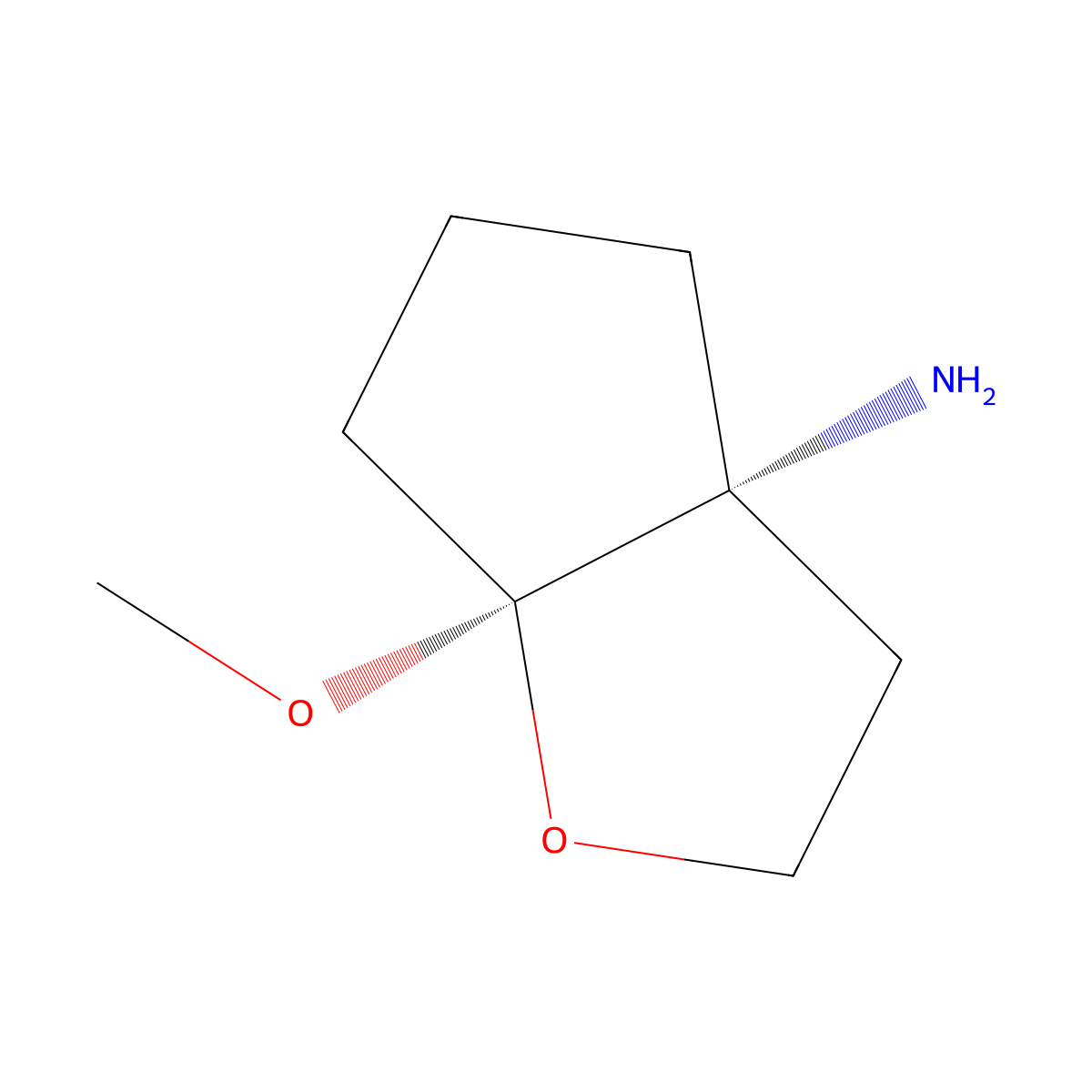 rac-(3aR,6aS)-6a-methoxy-hexahydro-2H-cyclopenta[b]furan-3a-amine molecular structure, CAS 2137987-35-8