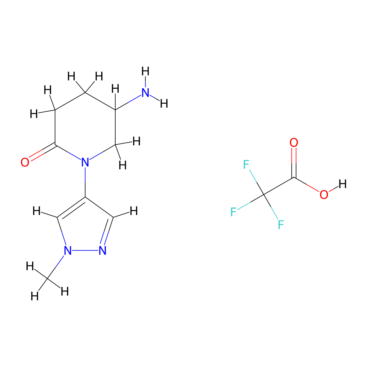 5-amino-1-(1-methyl-1H-pyrazol-4-yl)piperidin-2-one, trifluoroacetic acid molecular structure, CAS 2137994-21-7