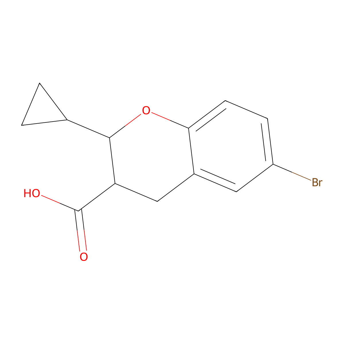 6-bromo-2-cyclopropyl-3,4-dihydro-2H-1-benzopyran-3-carboxylic acid molecular structure, CAS 2137996-58-6
