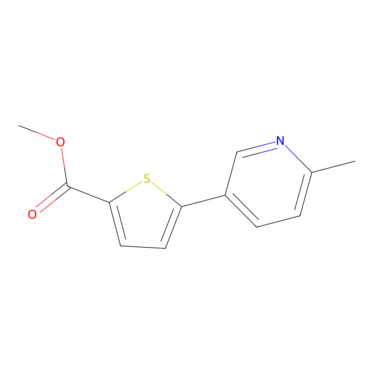 Methyl 5-(6-methylpyridin-3-yl)thiophene-2-carboxylate molecular structure, CAS 2137997-55-6