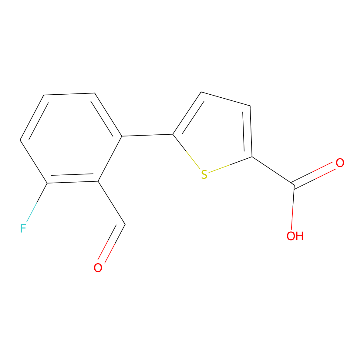 5-(3-Fluoro-2-formylphenyl)thiophene-2-carboxylic acid molecular structure, CAS 2137997-65-8